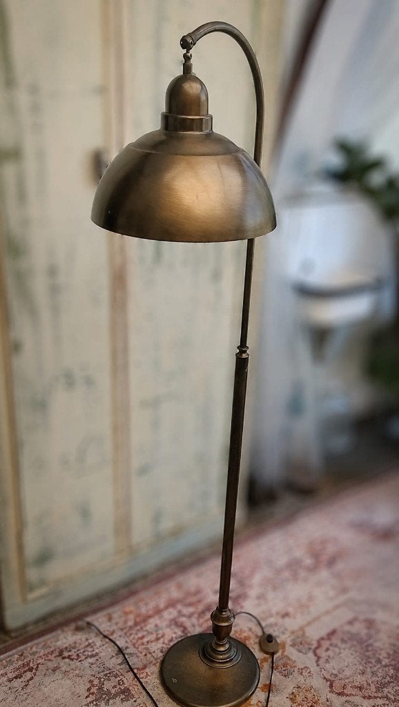 Vintage bronzen vloerlamp, Ophalen, Gebruikt, 100 tot 150 cm, E27 (groot)