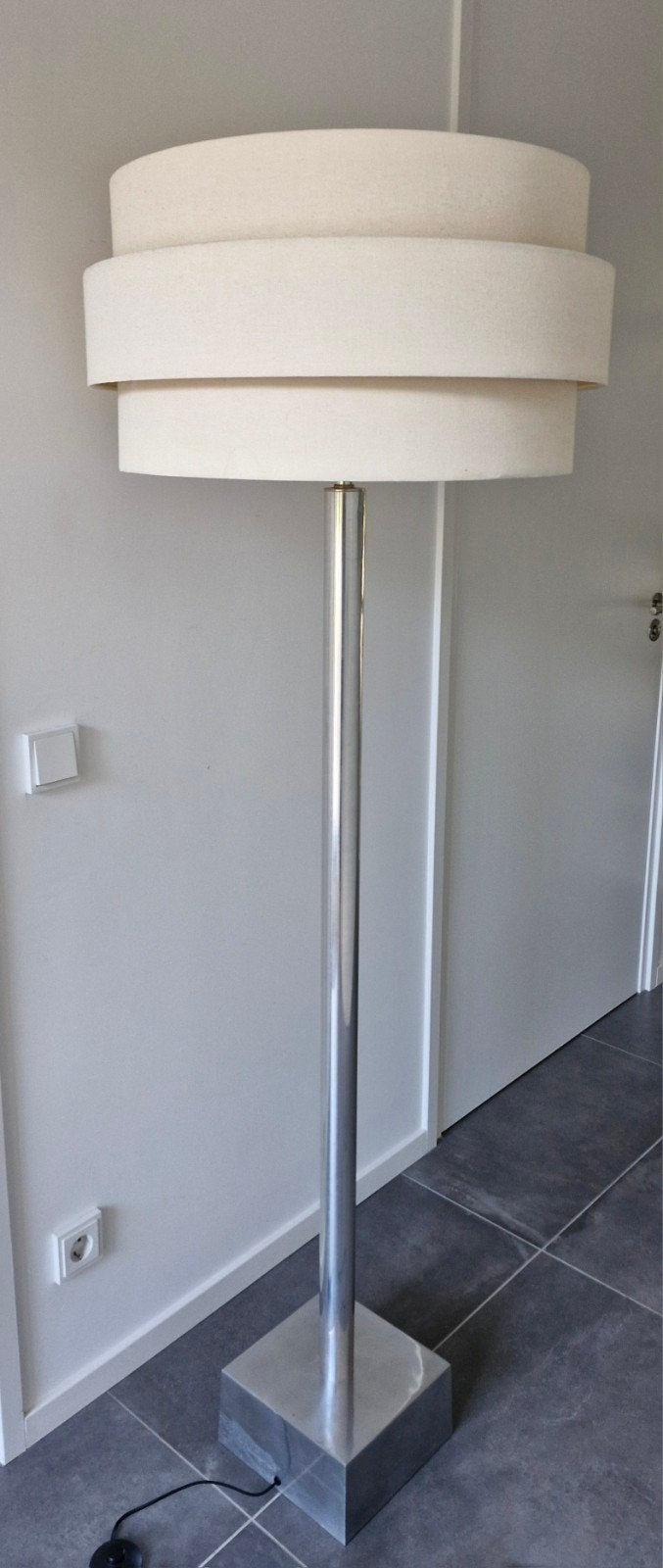 Design vloerlamp Van der Hegge, wit met chroom, Ophalen, Dutch design, modern, Gebruikt, Metaal