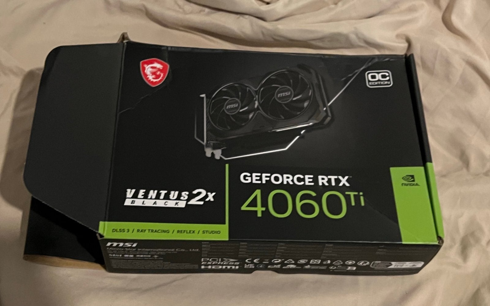 msi geforce rtx 4060 ti ventus 2X Black 16G OC, Computers en Software, Videokaarten, Ophalen of Verzenden, Zo goed als nieuw, GDDR6