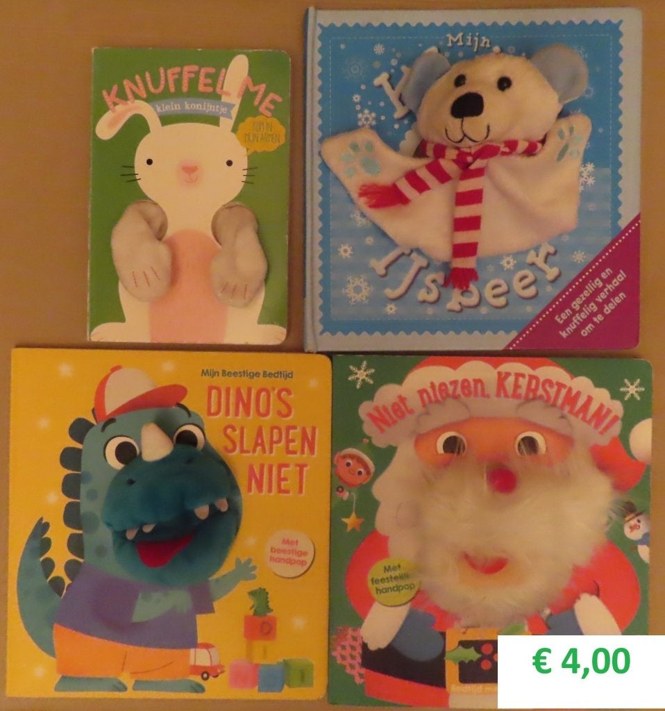 4 Leuke handpop-boeken; in 1 koop € 4,00, Gelezen, 3 tot 4 jaar, Diverse auteurs, Ophalen of Verzenden