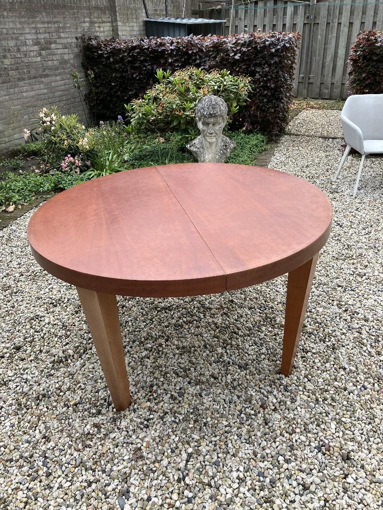 Vintage Ronde Eettafel – Kersenhout & Uitschuifbaar!, Huis en Inrichting, Tafels | Eettafels, Ophalen, Gebruikt, 100 tot 150 cm