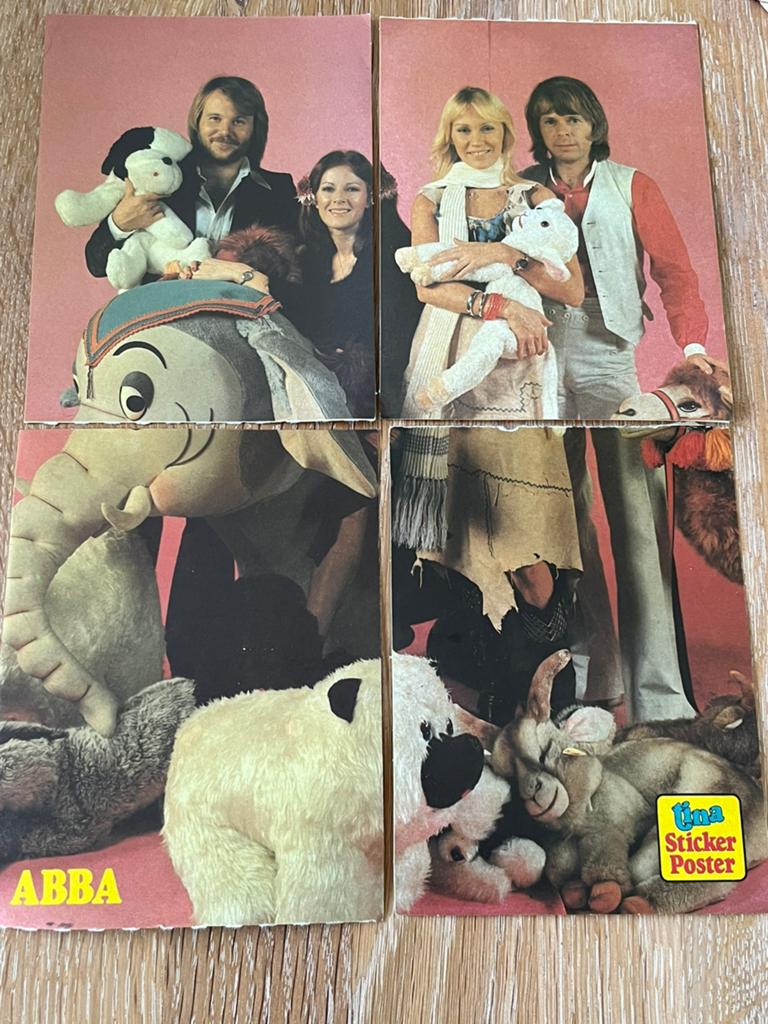 Retro ABBA sticker poster, Verzenden, Gebruikt
