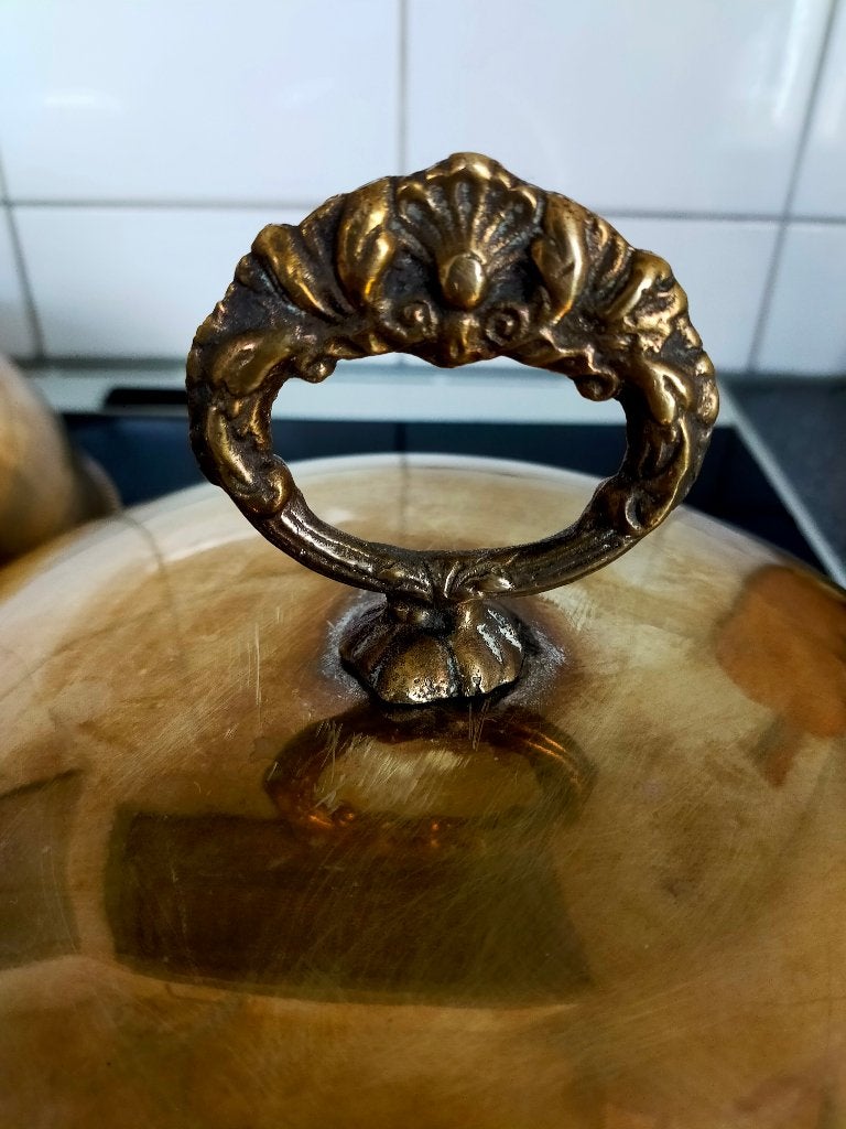 2 antieke messing cloches ( stolp serveer schalen), Antiek en Kunst, Ophalen