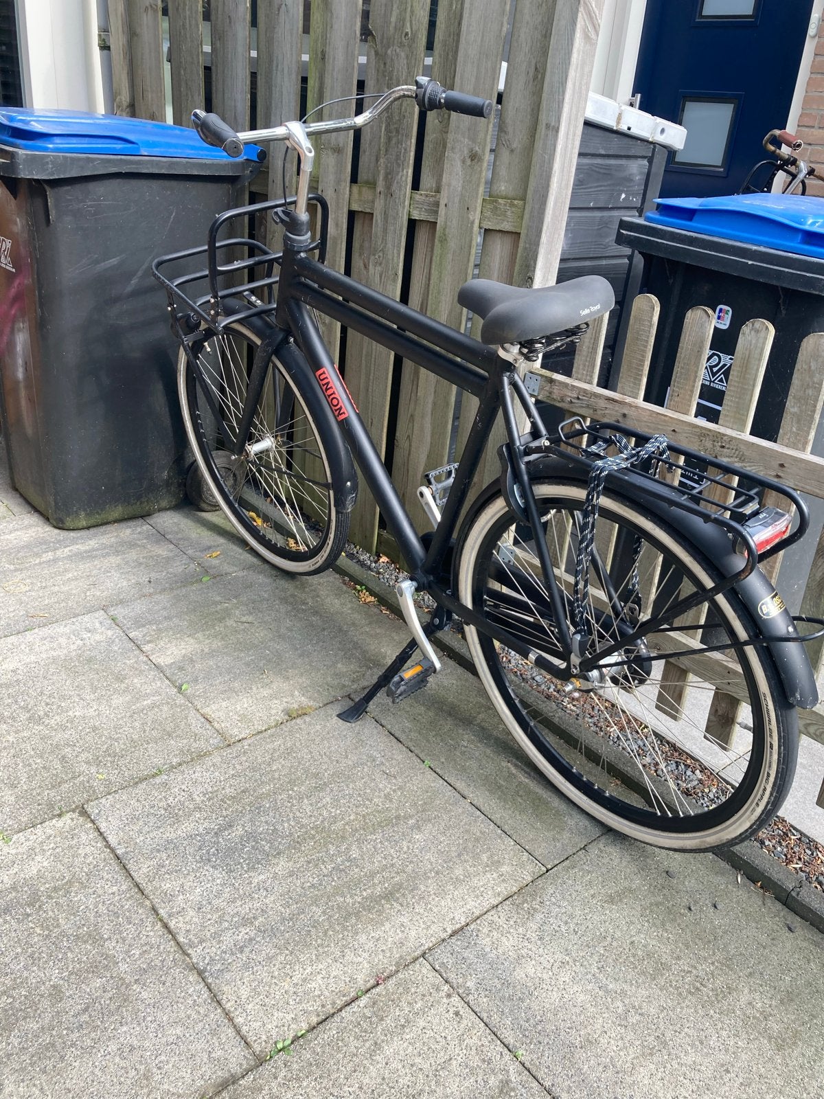 Union Transportfiets Zwart - Zo goed als nieuw, Fietsen en Brommers, Fietsen | Heren | Herenfietsen, Terugtraprem, Gebruikt, Versnellingen