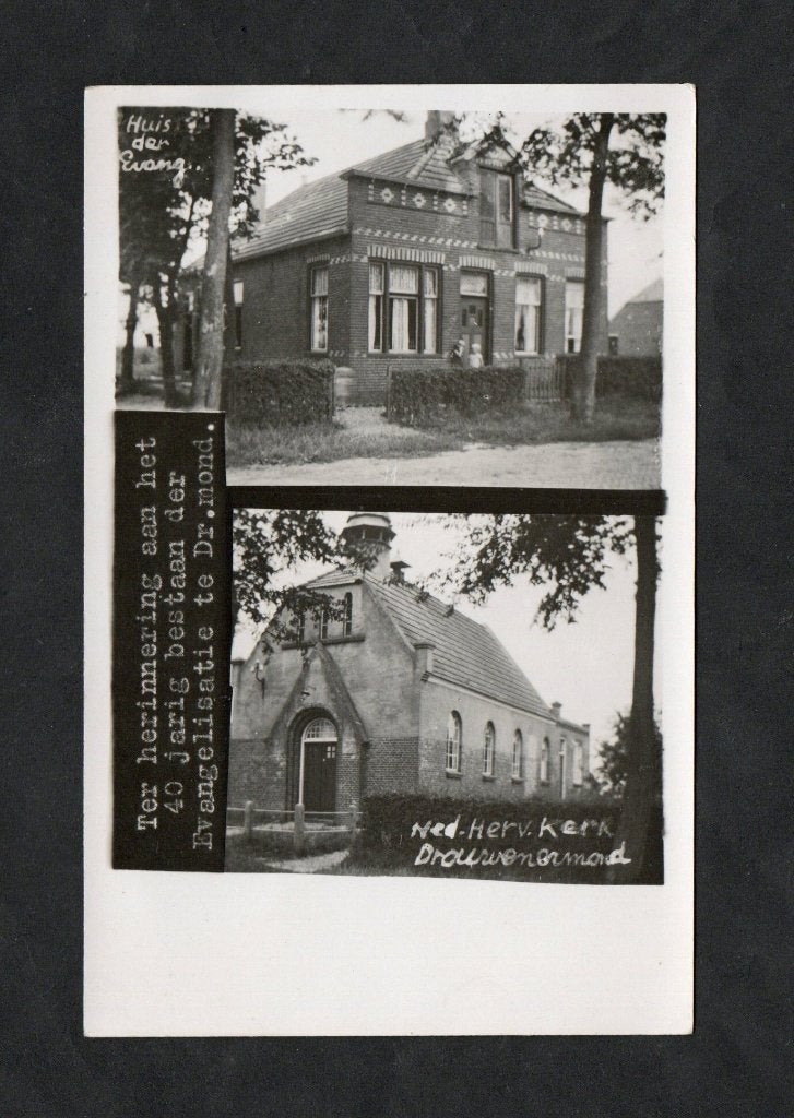 Drouwenerzand Fotokaart Evangelisatie Kerk., Ophalen of Verzenden, 1920 tot 1940, Drenthe