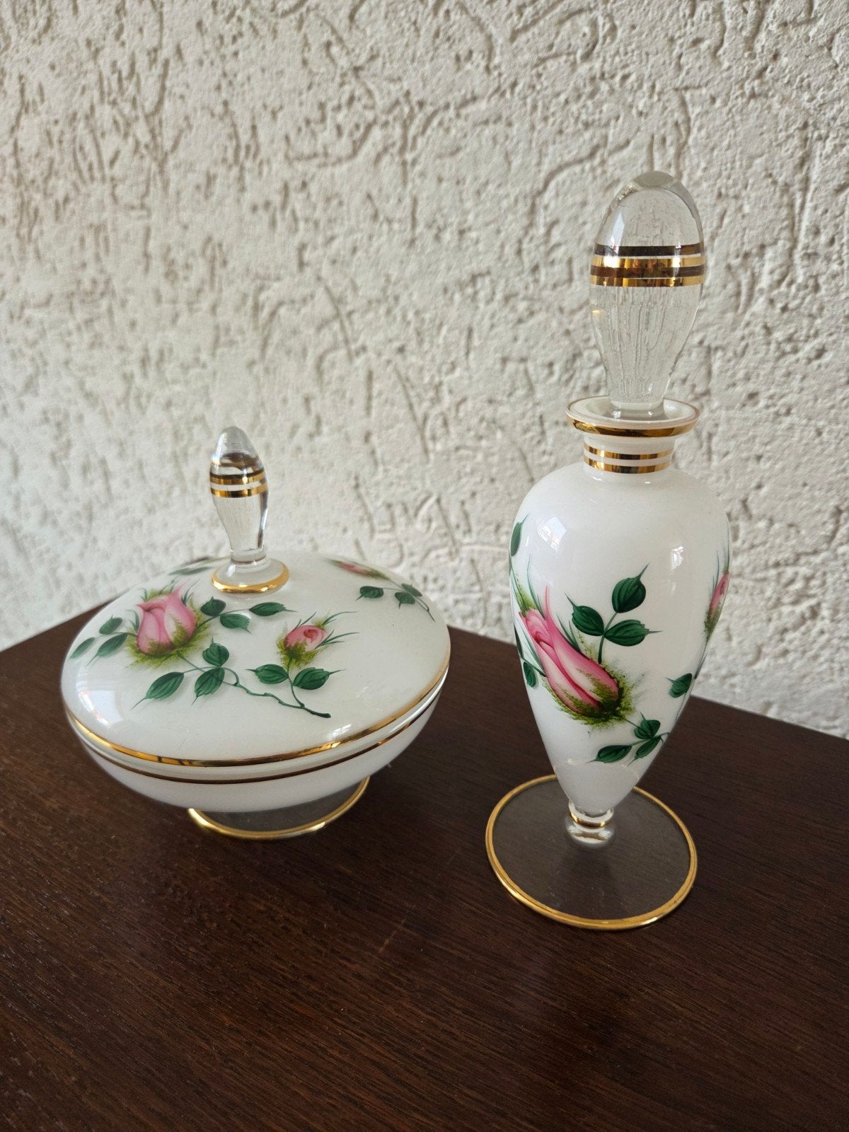 Vintage West-Duitse parfumfles en potje, glas, Ophalen of Verzenden