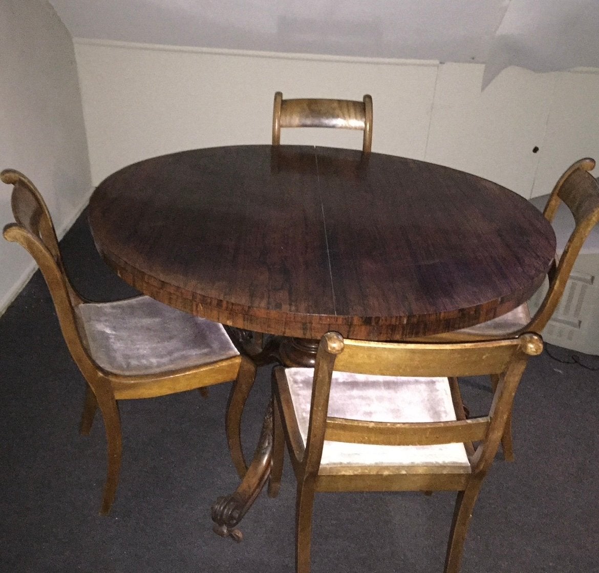 Antieke Biedermeier Tafel met 4 Stoelen, Antiek en Kunst, Ophalen of Verzenden