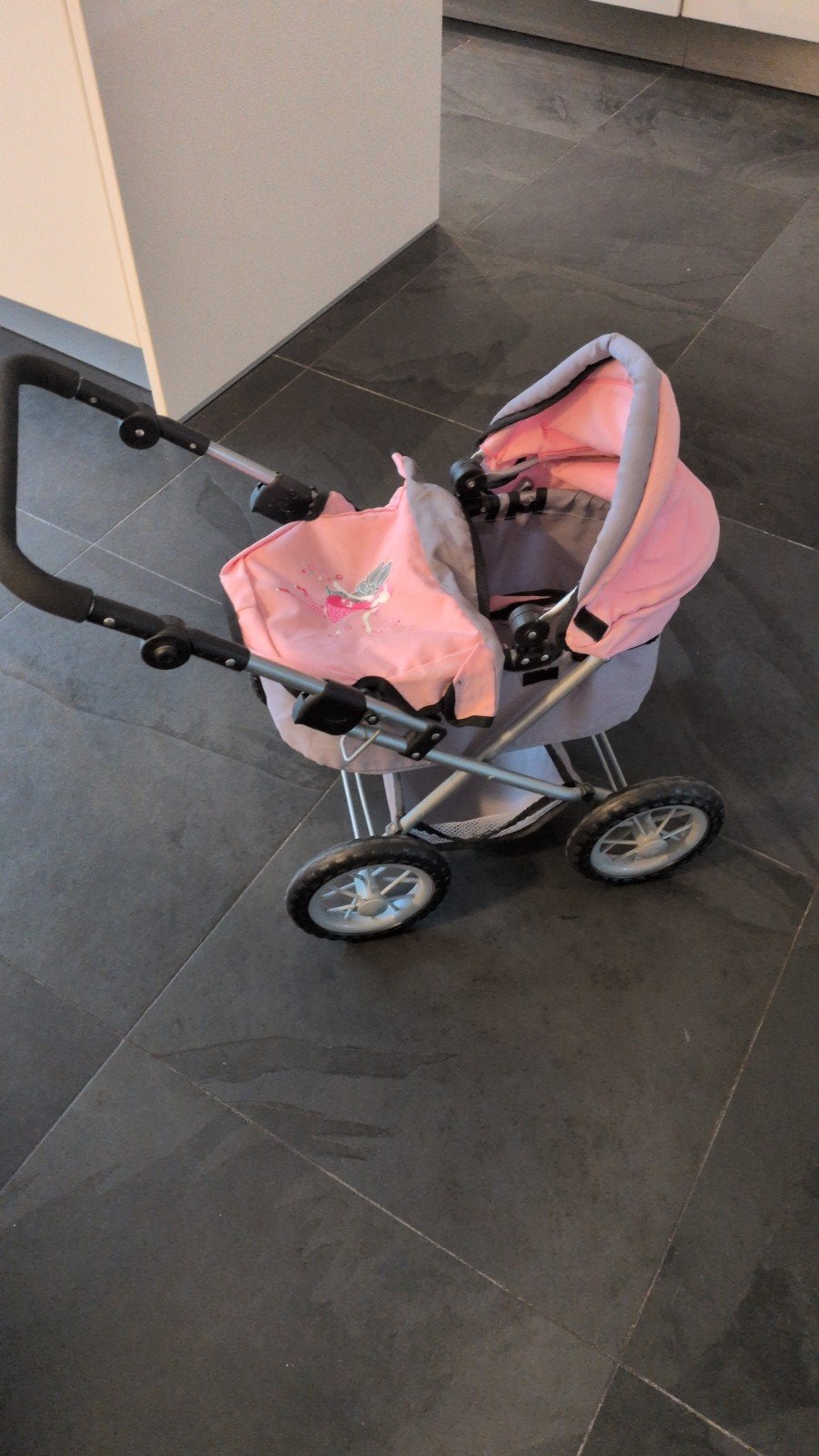 Roze poppenwagen met verstelbare duwstang, Ophalen, Gebruikt, Babypop