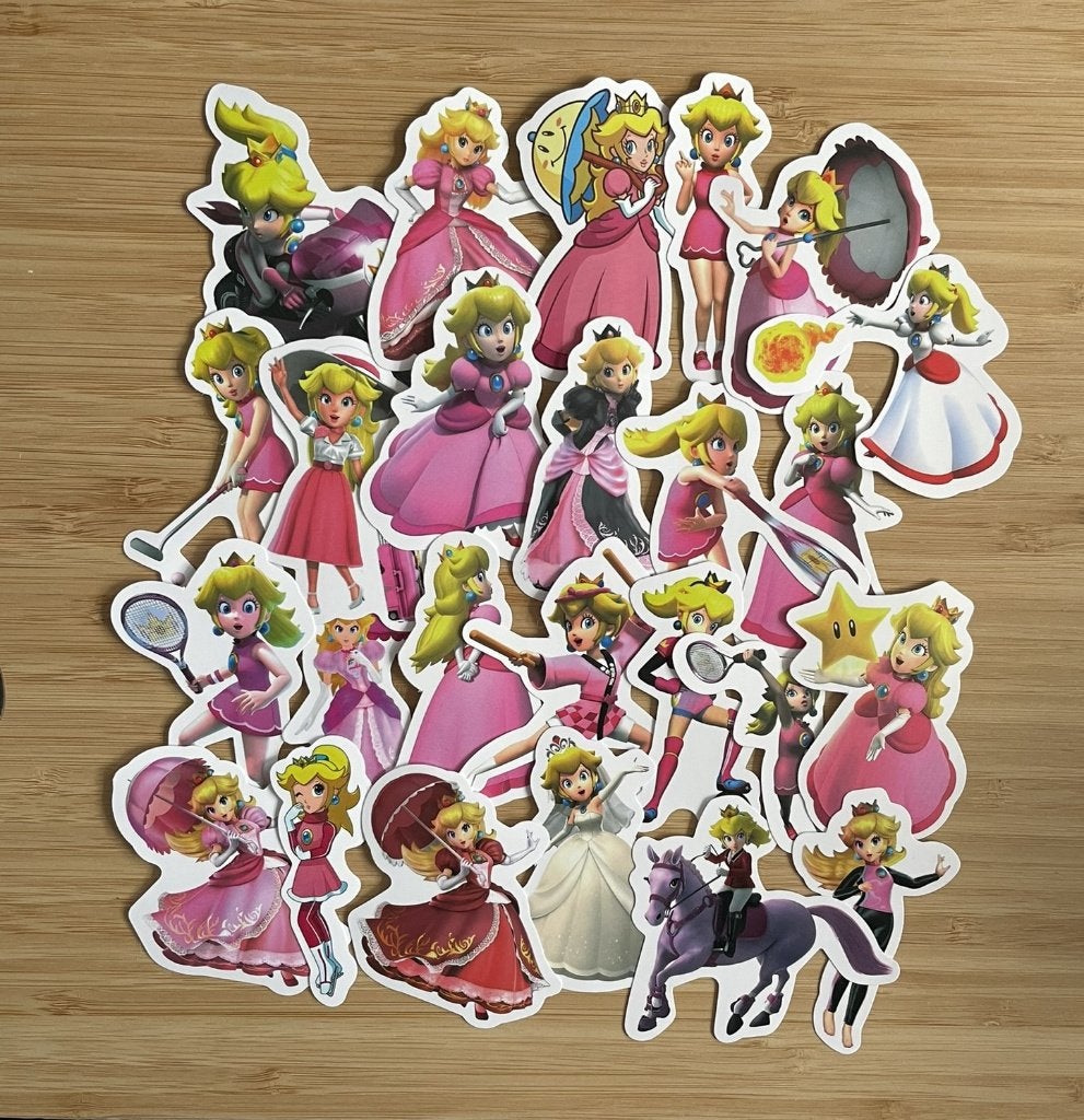 Prinses Peach thema Super Mario stickers, Verzenden, Nieuw, Meerdere stickers