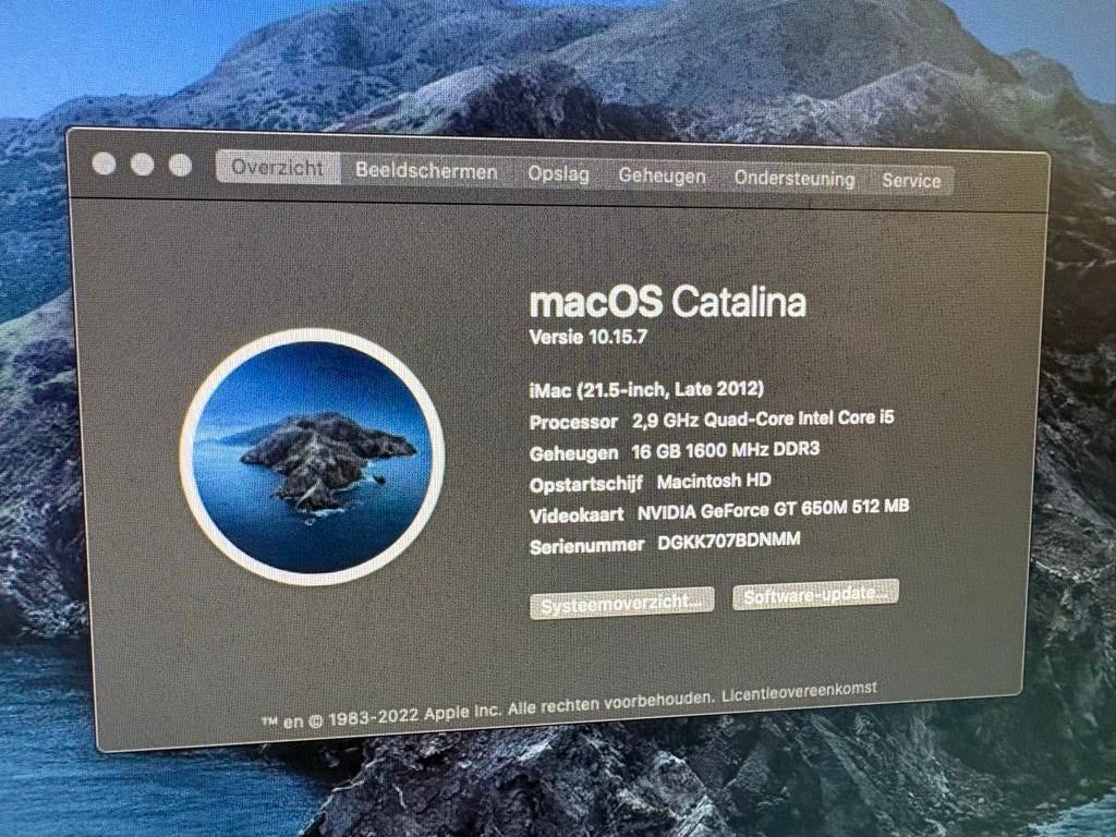 iMac (21.5-inch, Late 2012) - 2.9 GHz i5, 16GB RAM, Computers en Software, Apple Desktops, Gebruikt, 2 tot 3 Ghz, IMac, Ophalen of Verzenden