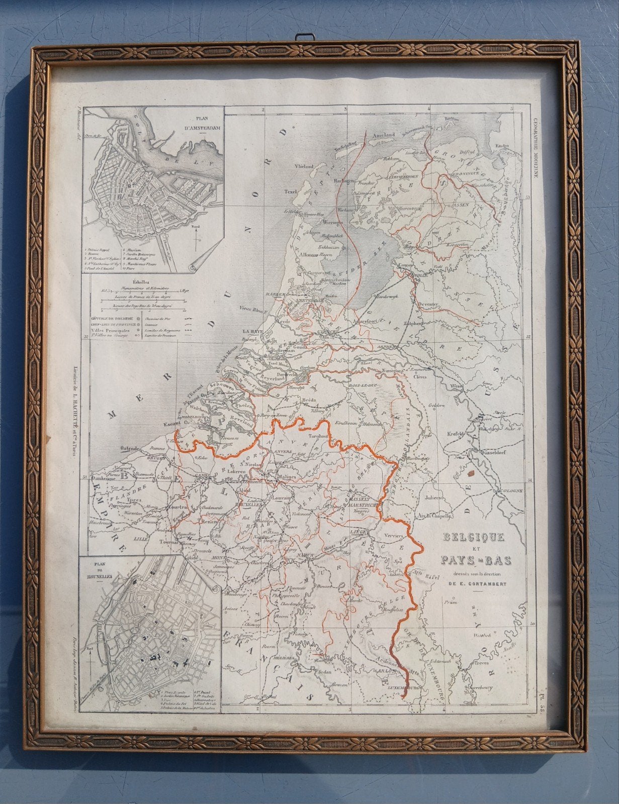 Antieke kaart België en Nederland - E. Cortambert, Ophalen of Verzenden