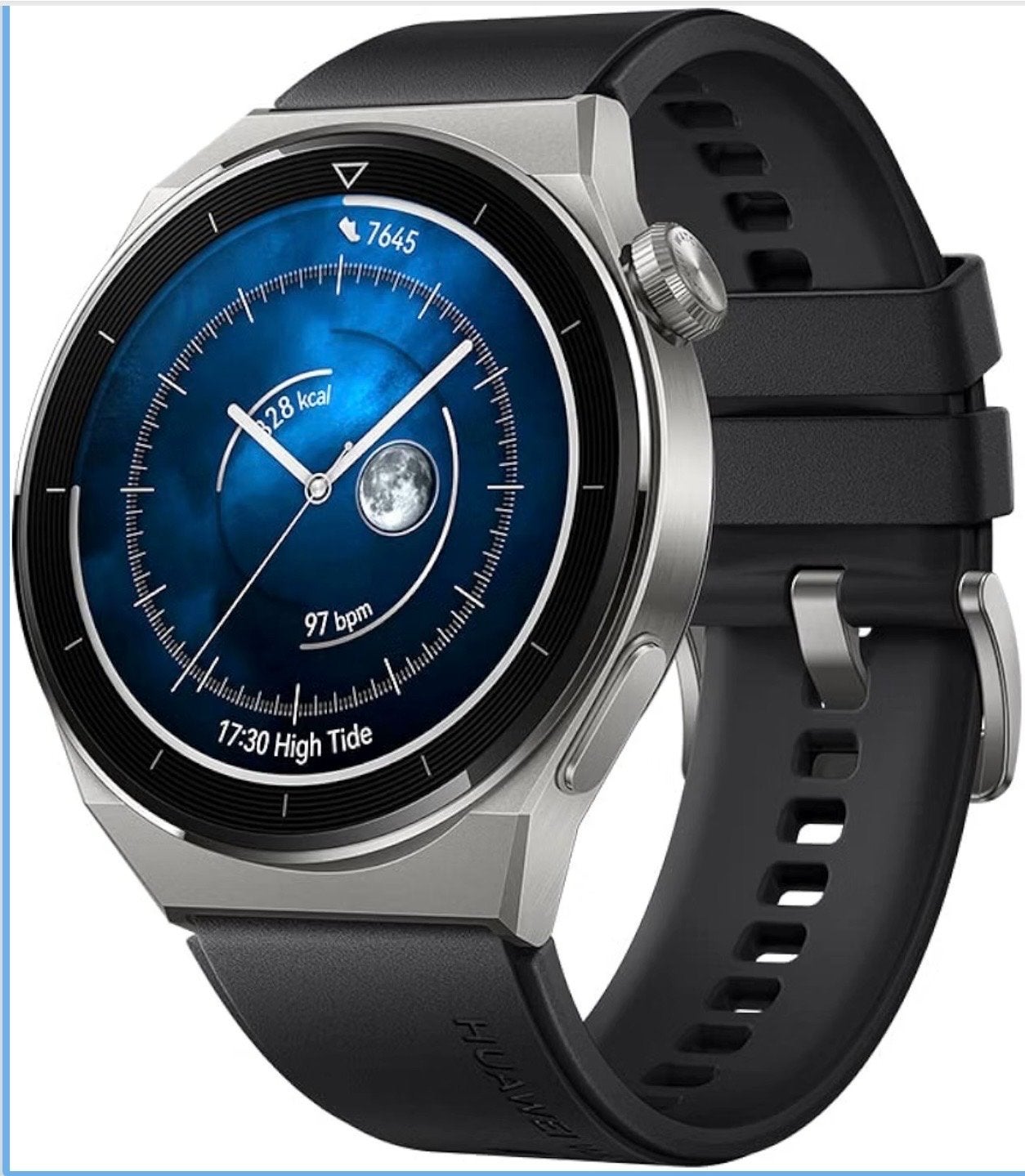 Huawei Watch GT 3 Pro - Titanium Case, Zwart Fluoroelastomer, Hartslag, Zwart, Nieuw, Ophalen of Verzenden
