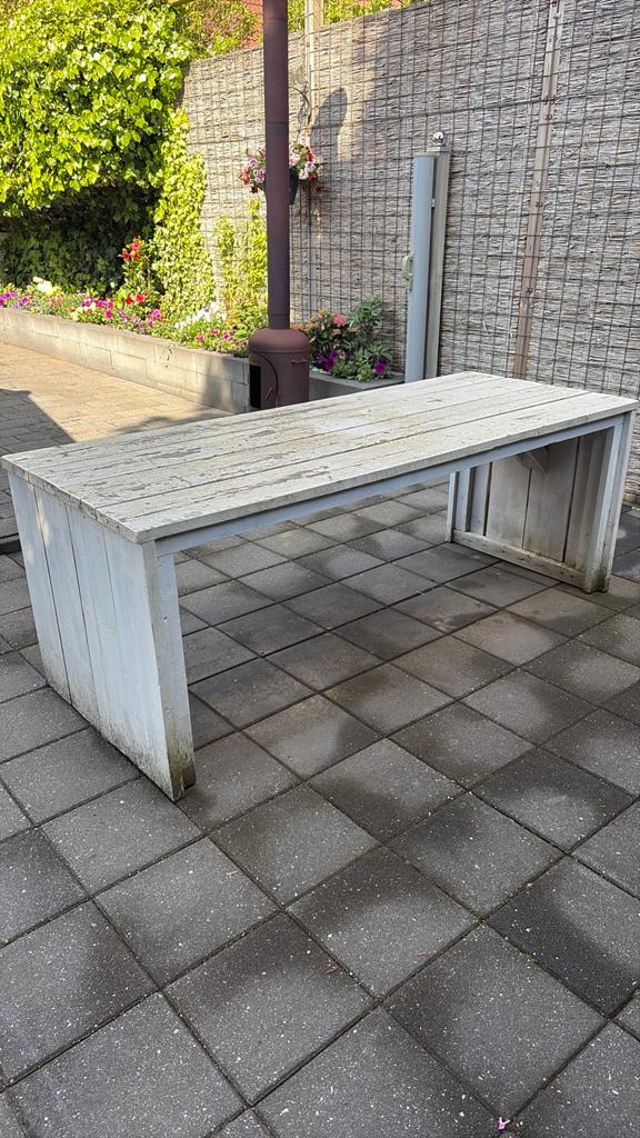 Steigerhouten tafel, Tuin en Terras, Ophalen, Gebruikt, Rechthoekig, Hout