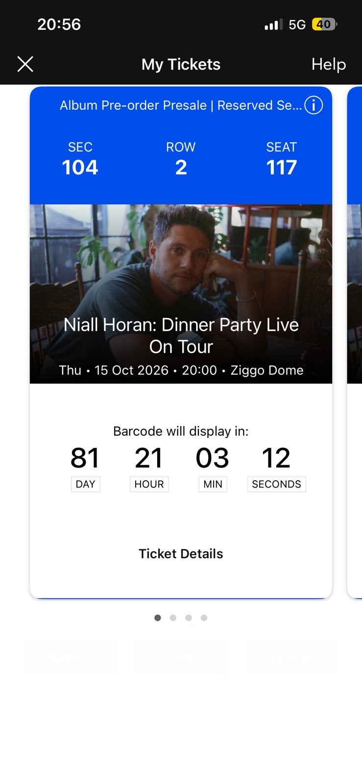 4x Tickets voor Niall Horan 15 oktober, Tickets en Kaartjes, Drie personen of meer