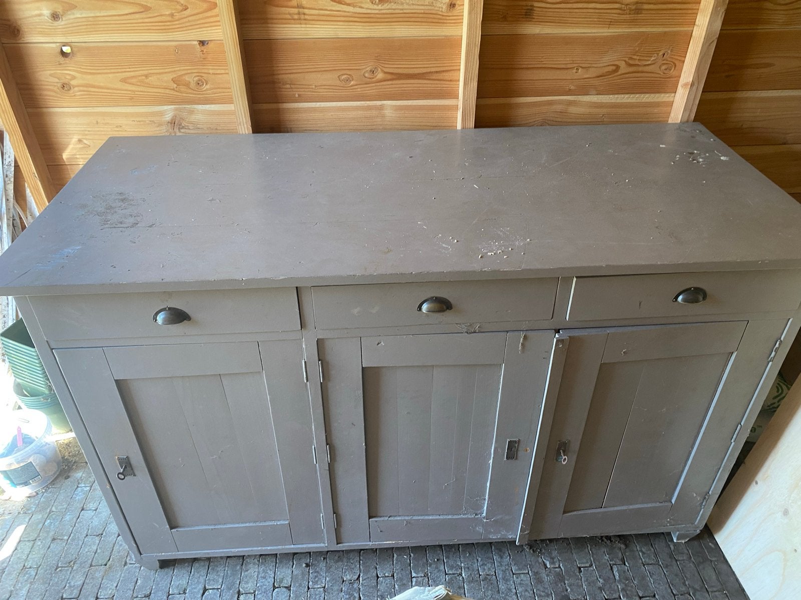 Vintage houten dressoir/kast met lades, Ophalen
