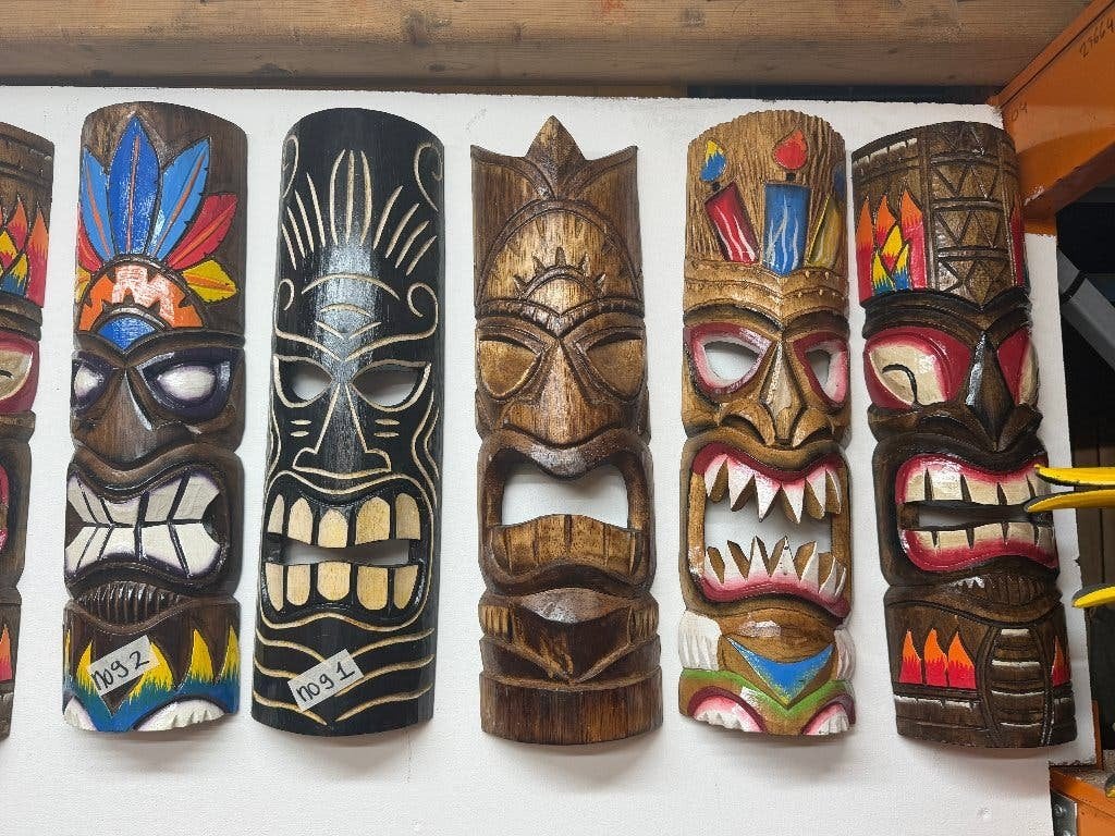 Tiki masker 50cm van hout verschillende modellen!, Ophalen of Verzenden