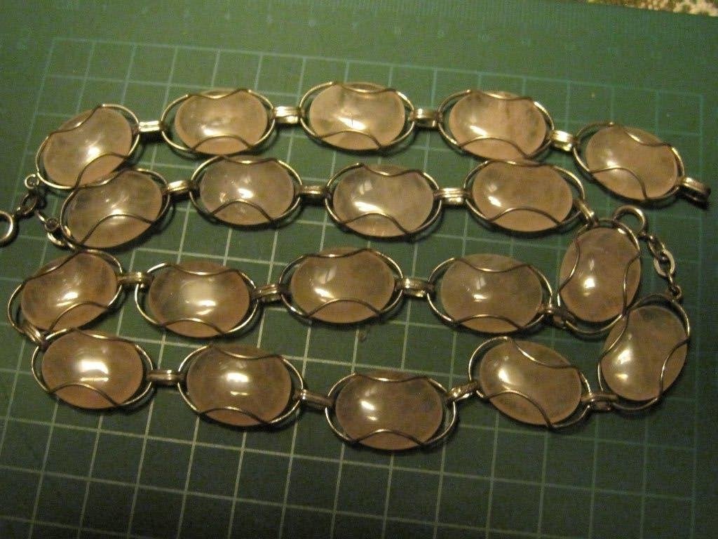 Design rozenkwarts rivière collier en armband zeldzaam 76 gr, Sieraden, Tassen en Uiterlijk, Antieke sieraden, Ophalen, Zilver