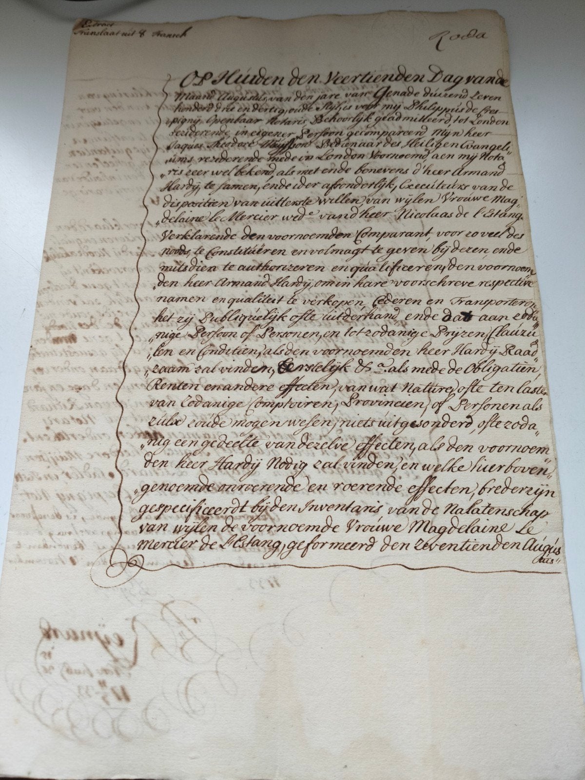 Oude documenten uit 1733 - Notariële akten, Antiek en Kunst, Verzenden