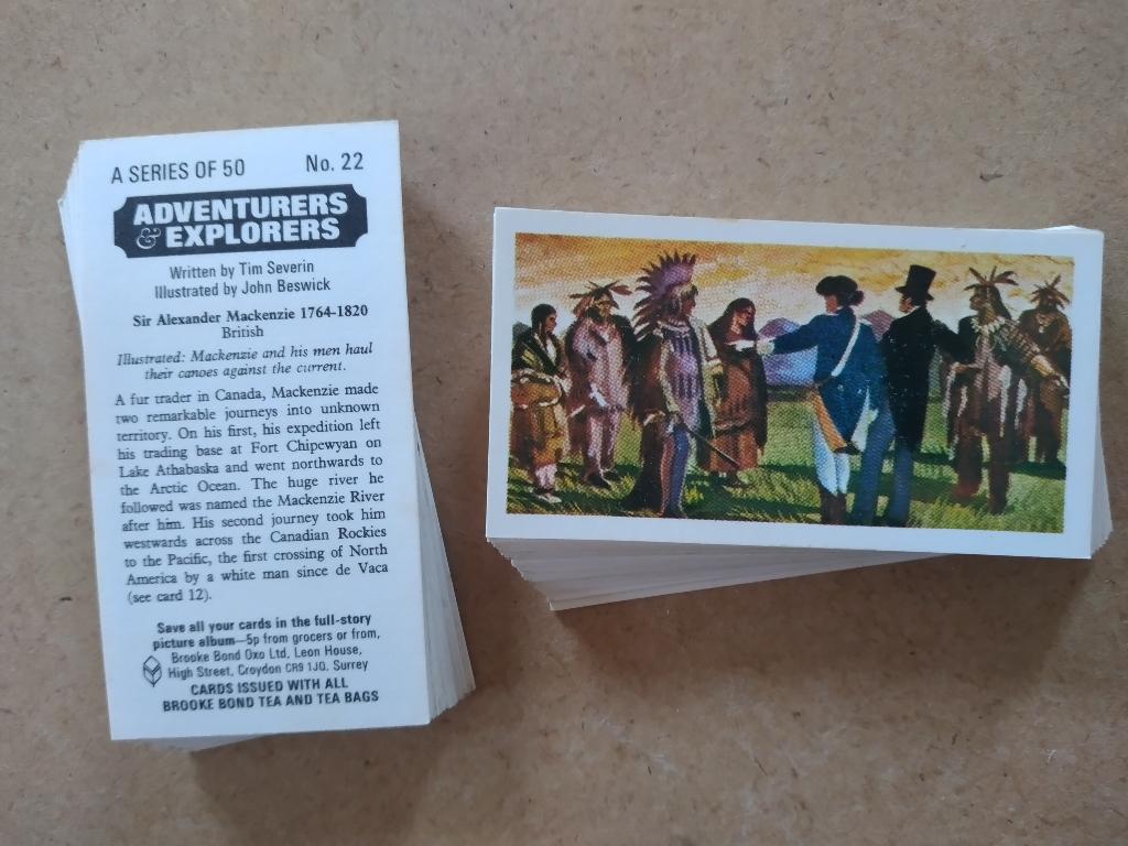 Adventurers and Explorers complete set 50 tea cards 1973, Verzamelen, Overige Verzamelen, Zo goed als nieuw, Ophalen