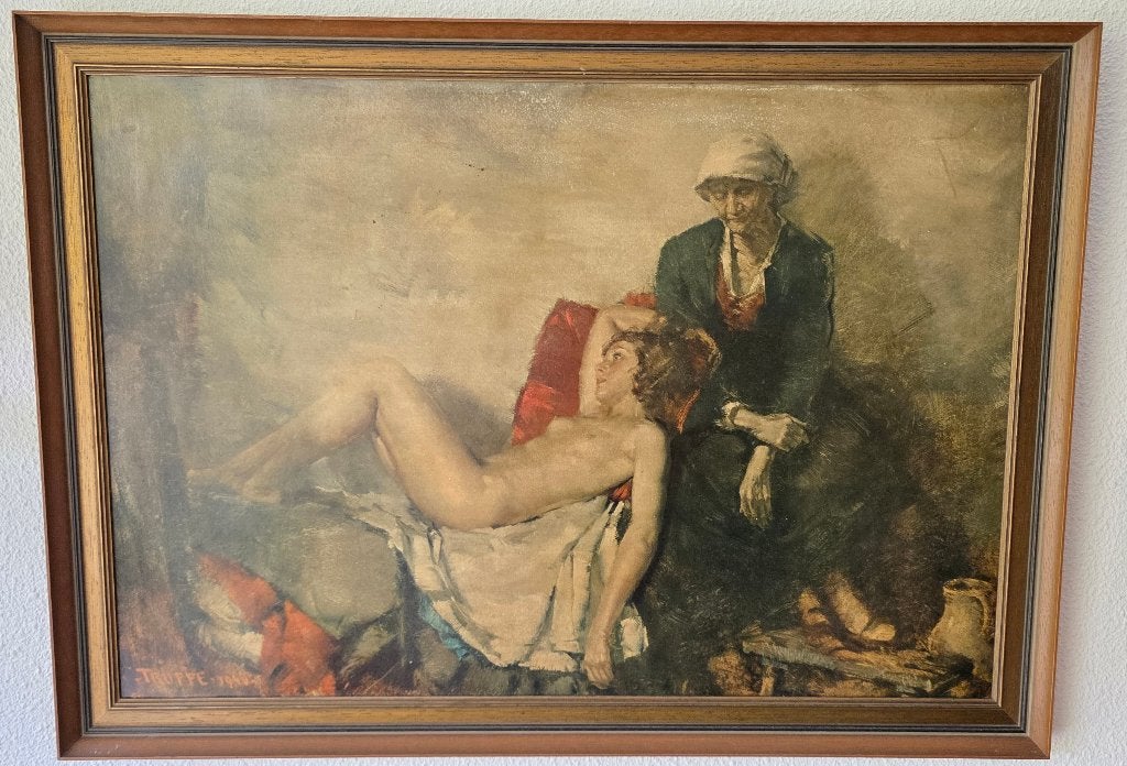 SEIN UND VERGEHEN,NACKTE JUNGE FRAU UND ALTE FRAU, Antiek en Kunst, Kunst | Schilderijen | Klassiek, Ophalen of Verzenden
