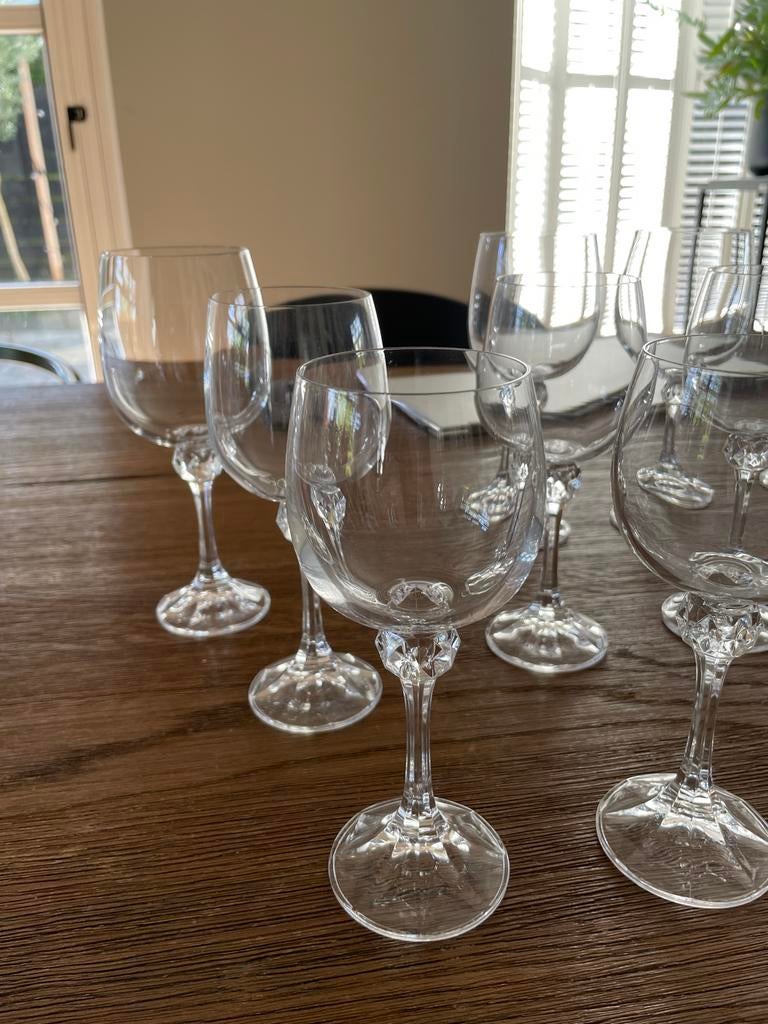 Set van 13 kristallen wijnglazen (rood, rosé, wit), Antiek en Kunst, Antiek | Glas en Kristal, Ophalen