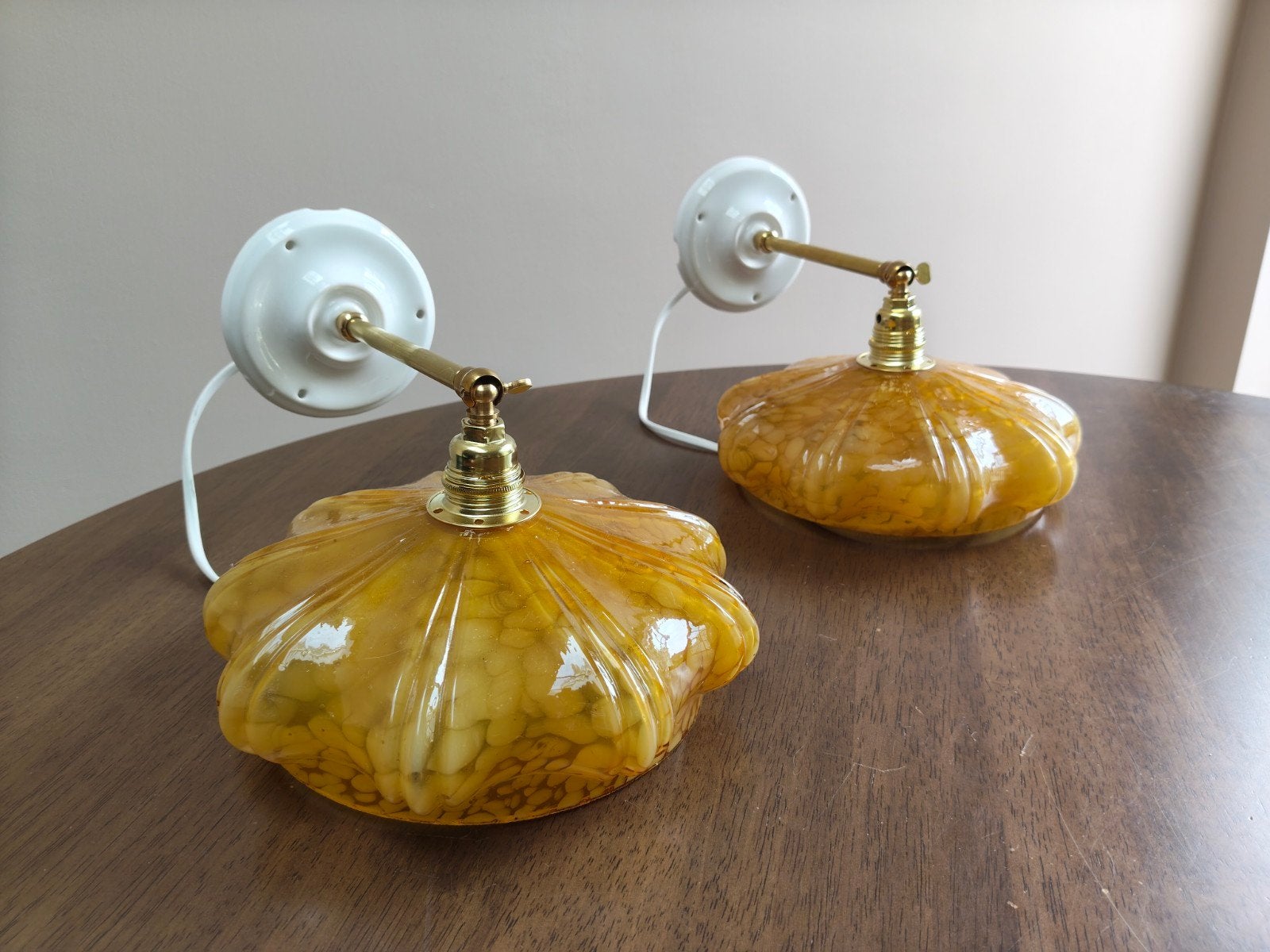 Art Deco wandlampjes, Ophalen of Verzenden, Zo goed als nieuw, Glas, E14 (klein)