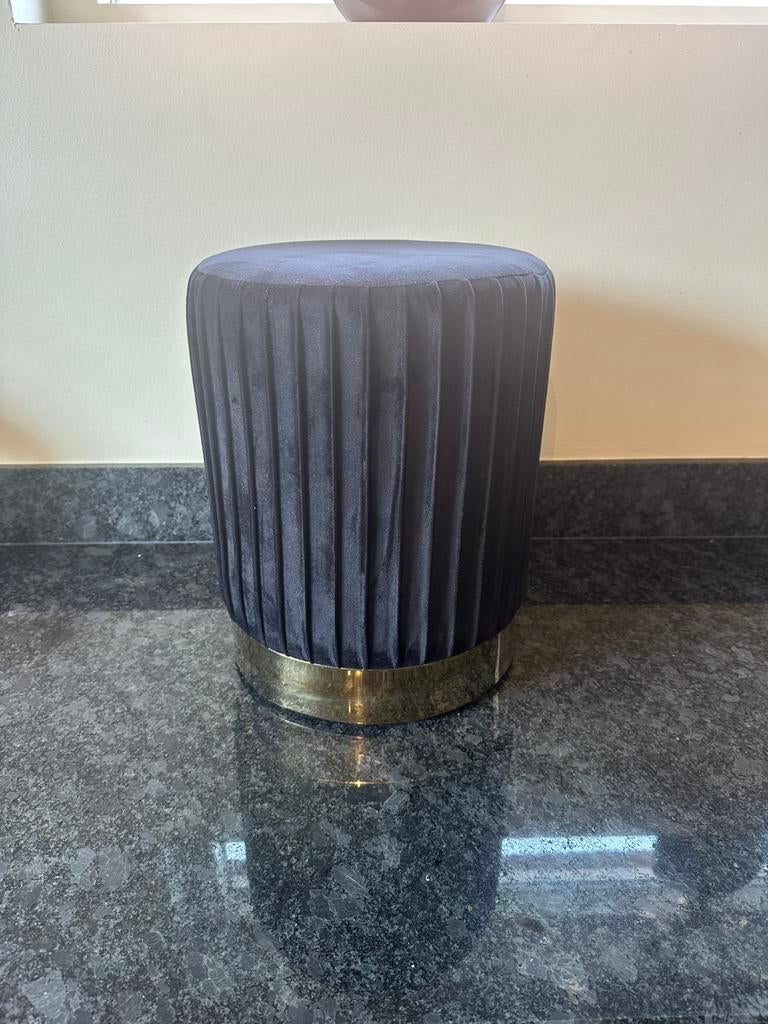Poef velvet zwart, Ophalen of Verzenden, Zo goed als nieuw, Rond, Minder dan 50 cm