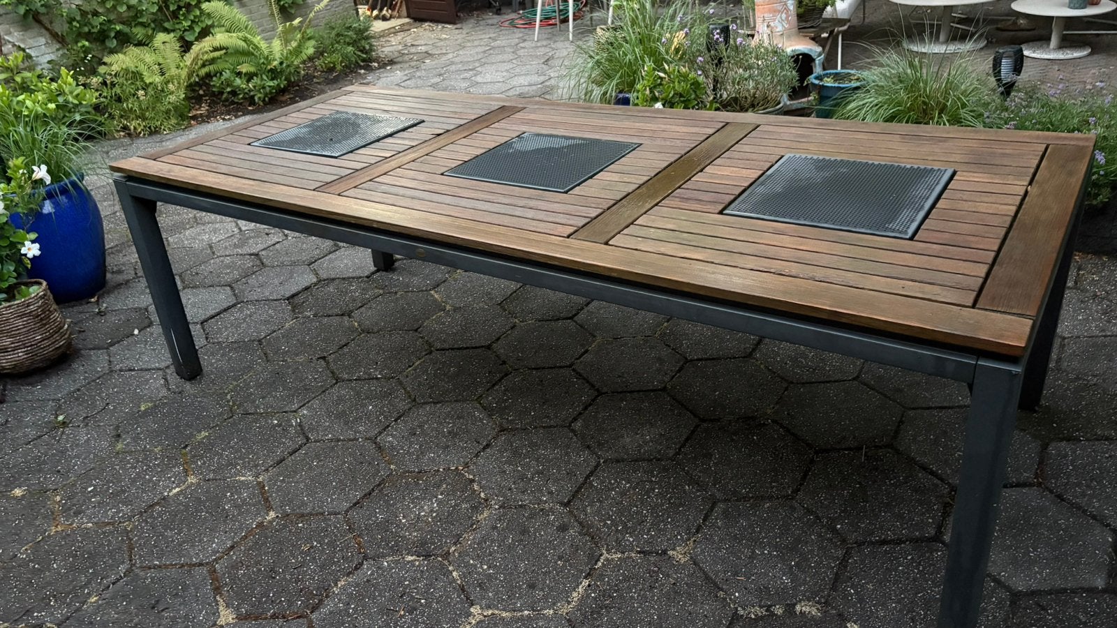 Tuintafel Teak hout | Hartman | 2,40 x 1.00 meter | 6 pers, Tuin en Terras, Tuintafels, Ophalen, Gebruikt, Rechthoekig, Teakhout
