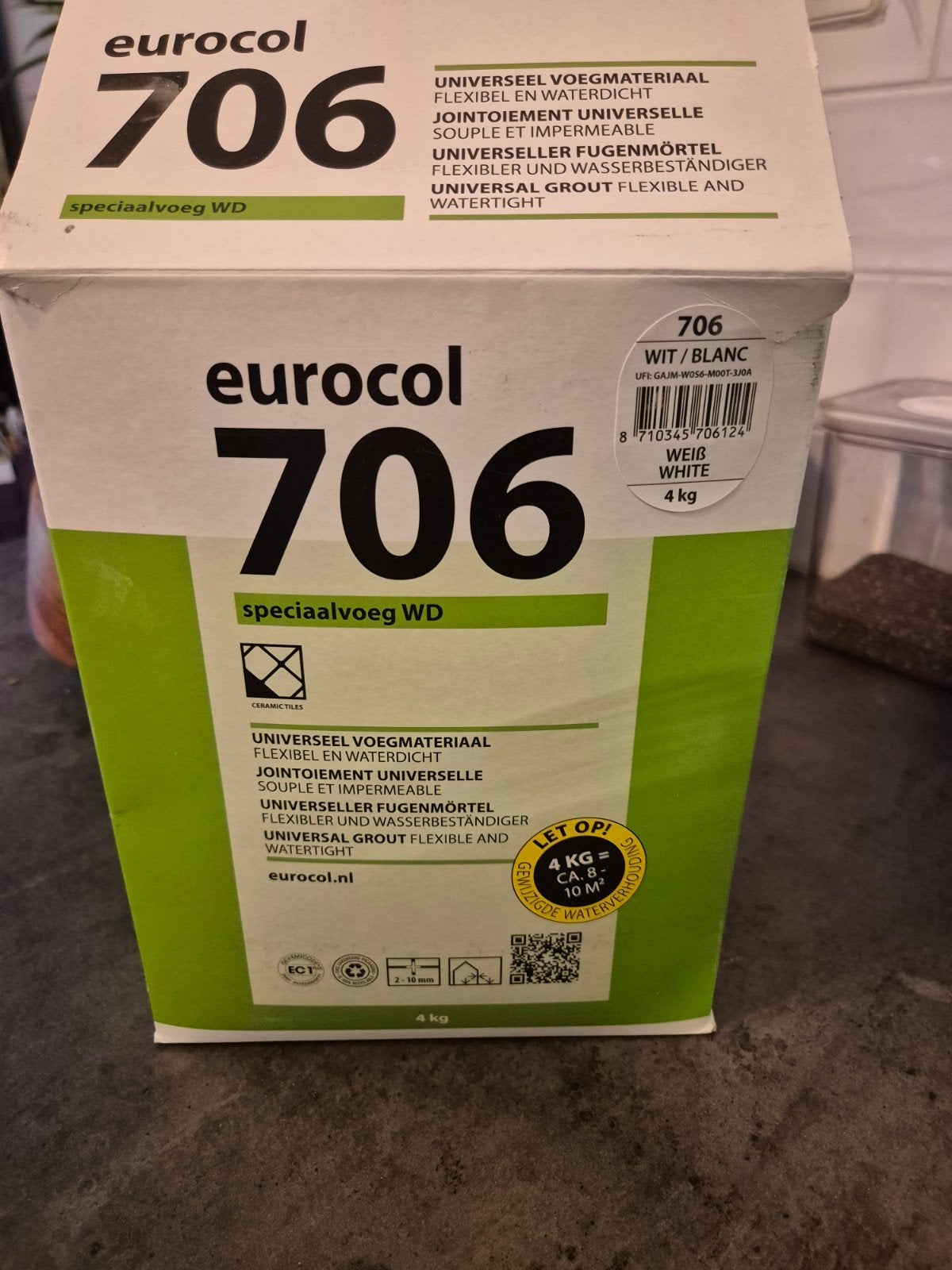 Eurocol 706 Universeel Voegmateriaal Wit 3 kg, Ophalen, Overige materialen, Overige typen, Nieuw