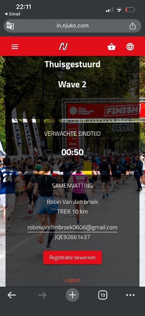 Utrecht singelloop, Tickets en Kaartjes, Eén persoon