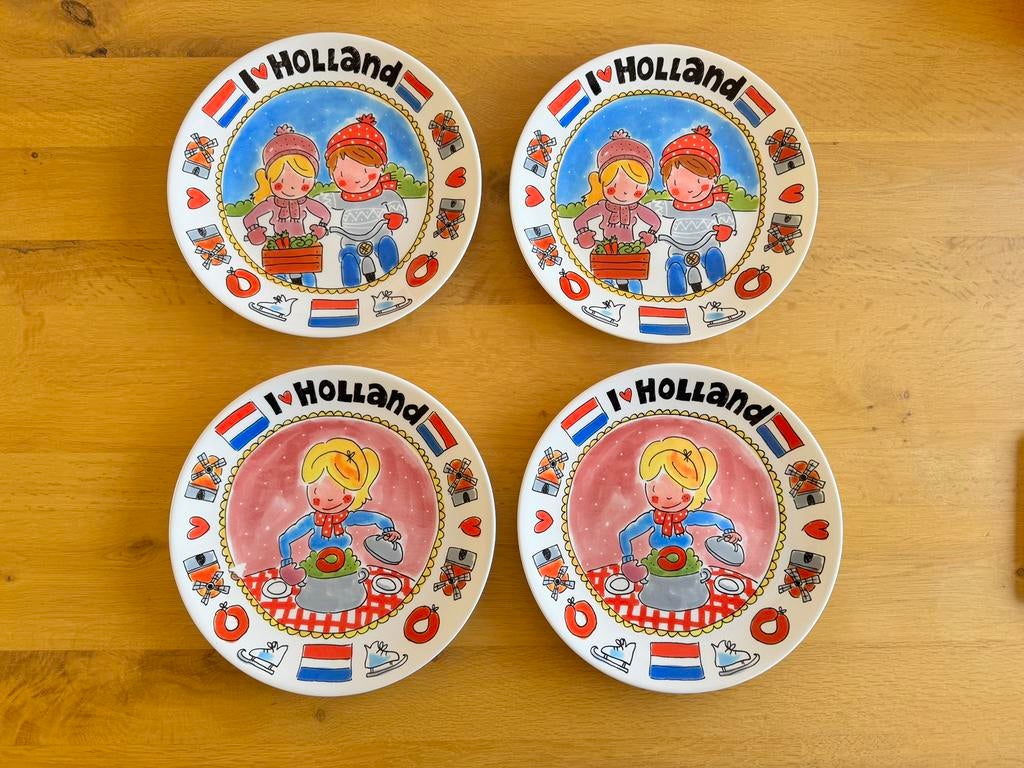 Blond Amsterdam borden I love Holland 4 stuks winter, Ophalen, Zo goed als nieuw, Bord