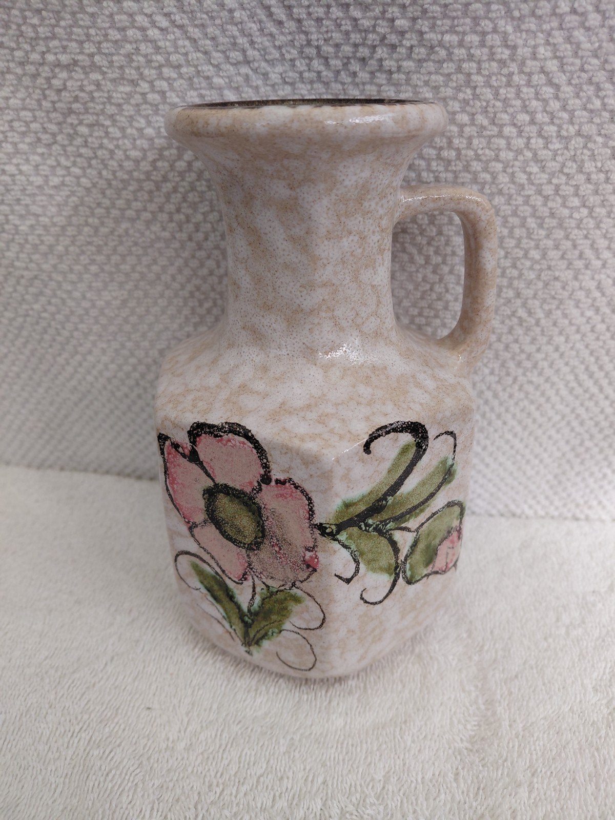 Vintage Keramische Vaas met Bloemenpatroon, Ophalen of Verzenden