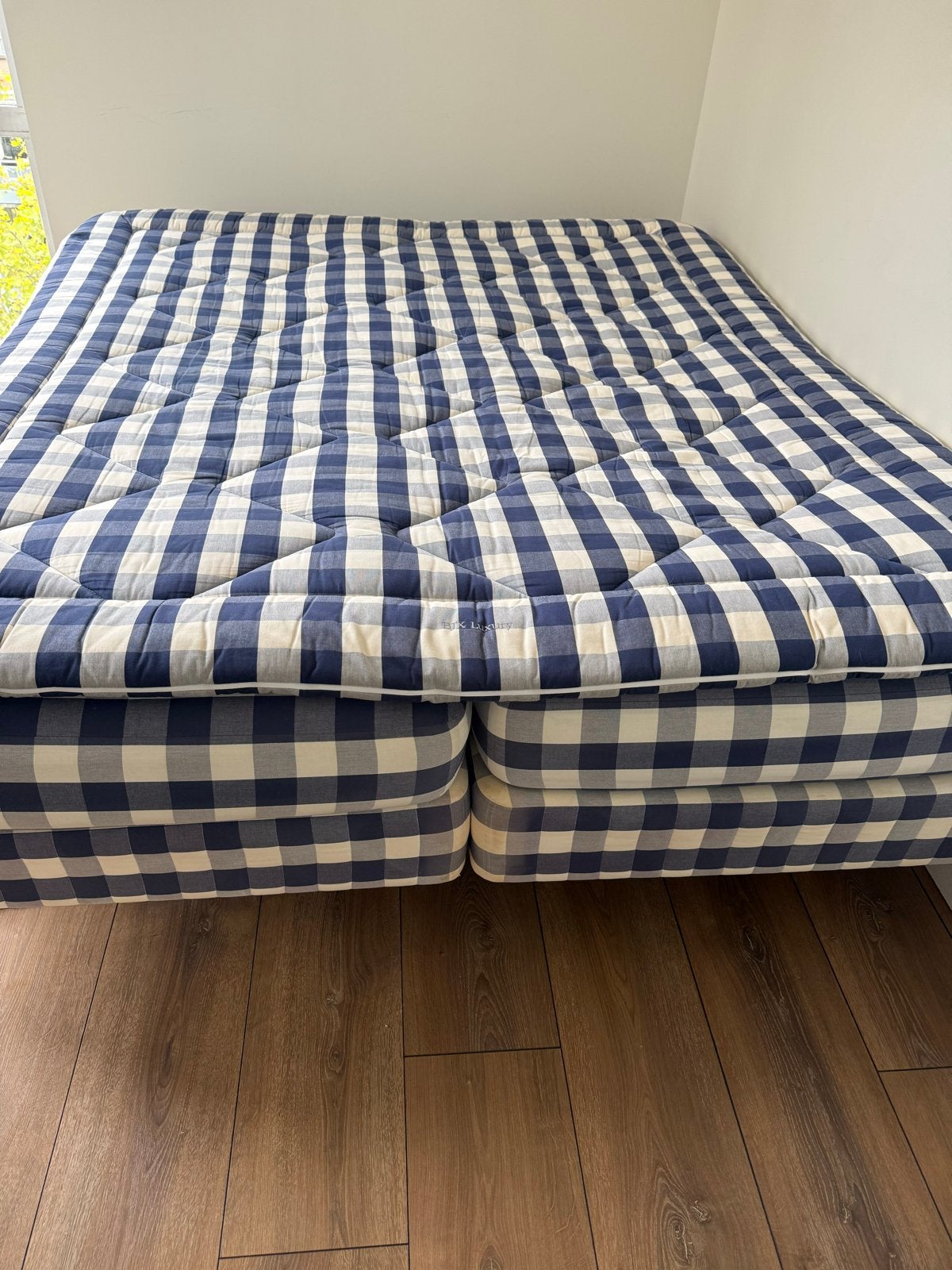 Hästens boxspring met BJX Luxury topmatras, Ophalen, Blauw, 210 cm, Tweepersoons
