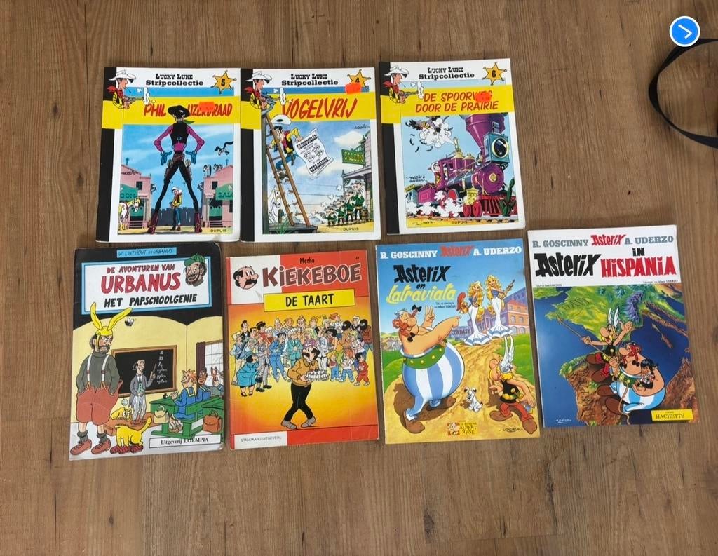 Oude strips: Lucky Luke, Urbanus, Kiekeboe, Asterix, Meerdere stripboeken, Ophalen, Zo goed als nieuw