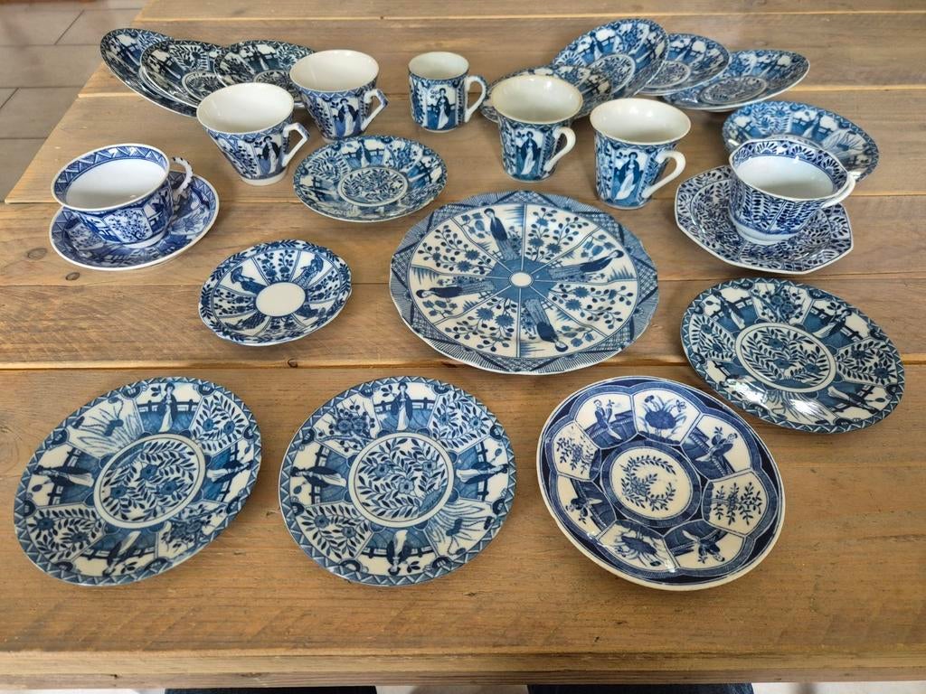 Antiek Mosa "Lange Lijs" Chinoiserie Porseleinen Specials, Ophalen of Verzenden