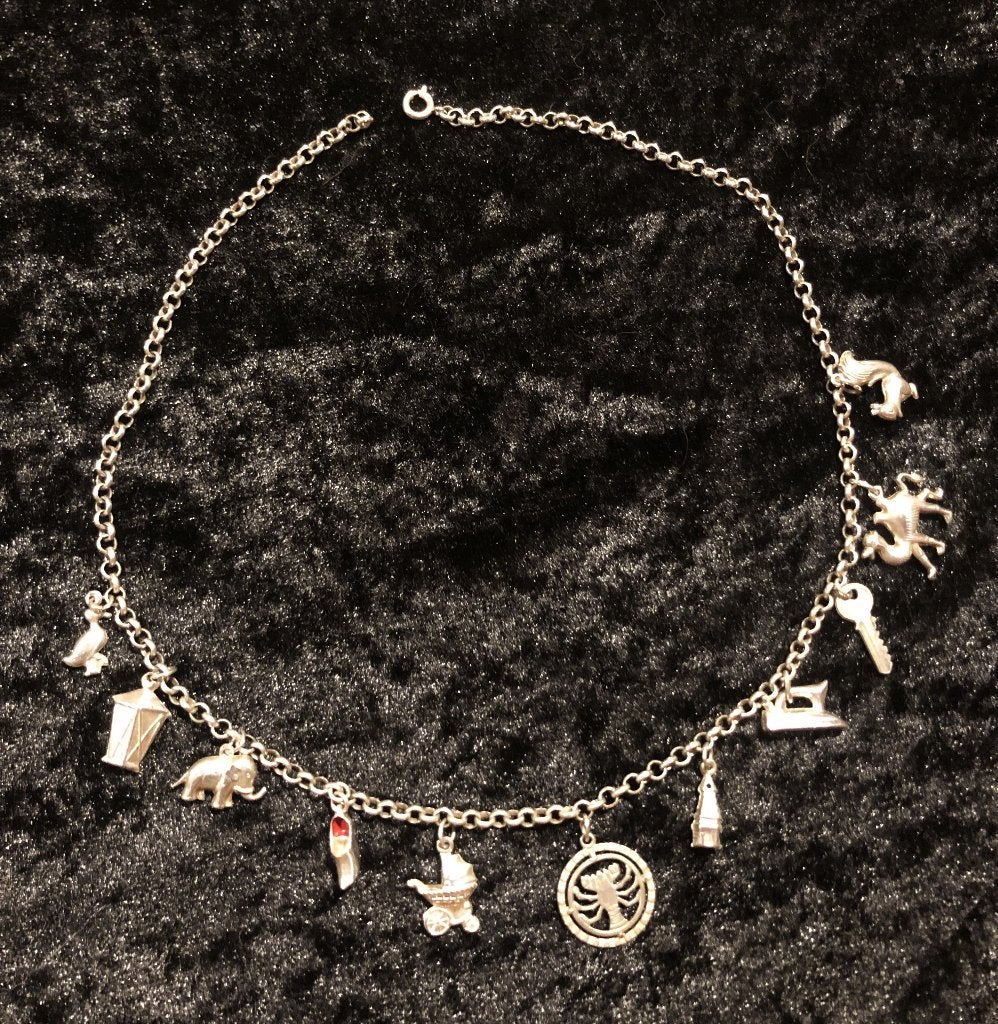 Vintage zilveren bedelketting uit de jaren 60, Ophalen of Verzenden, Gebruikt, Zilver, Zilver