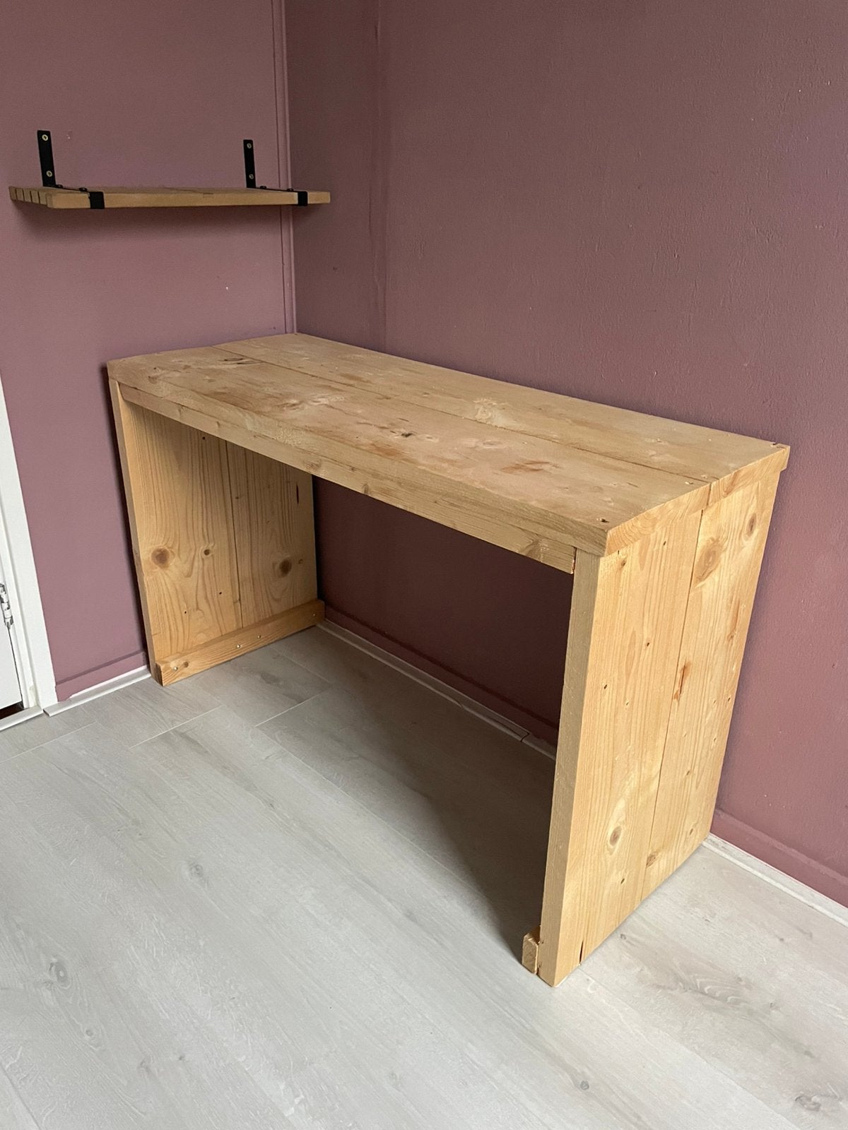 Houten bureau / tafel van massief hout, Ophalen, Overige typen, Gebruikt, Hout