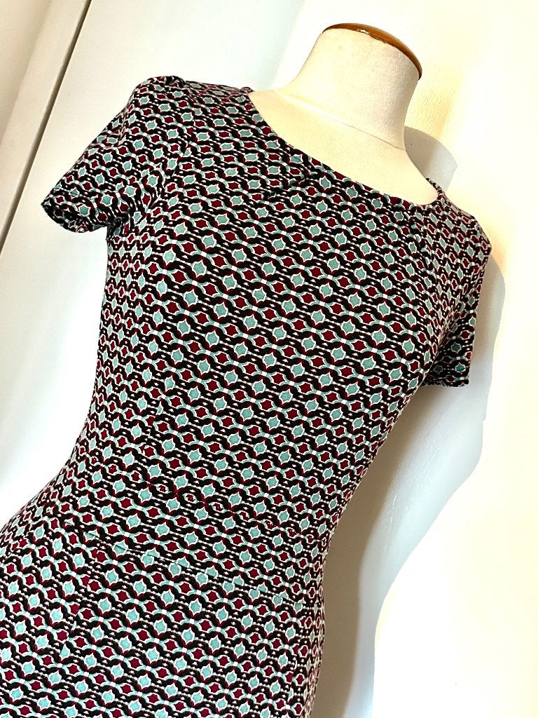 Jurk King Louie Mona Dress zwart bordeaux blauw wit mt S 36, Kleding | Dames, Jurken, Verzenden, Zo goed als nieuw, King Louie