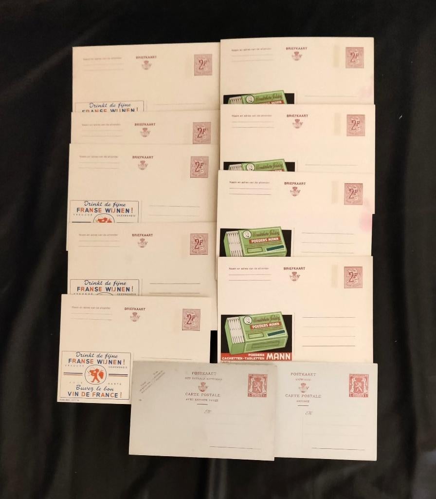 11 briefkaarten uit Belgie met reclame van 1959, Postzegels en Munten, Ophalen of Verzenden, Envelop