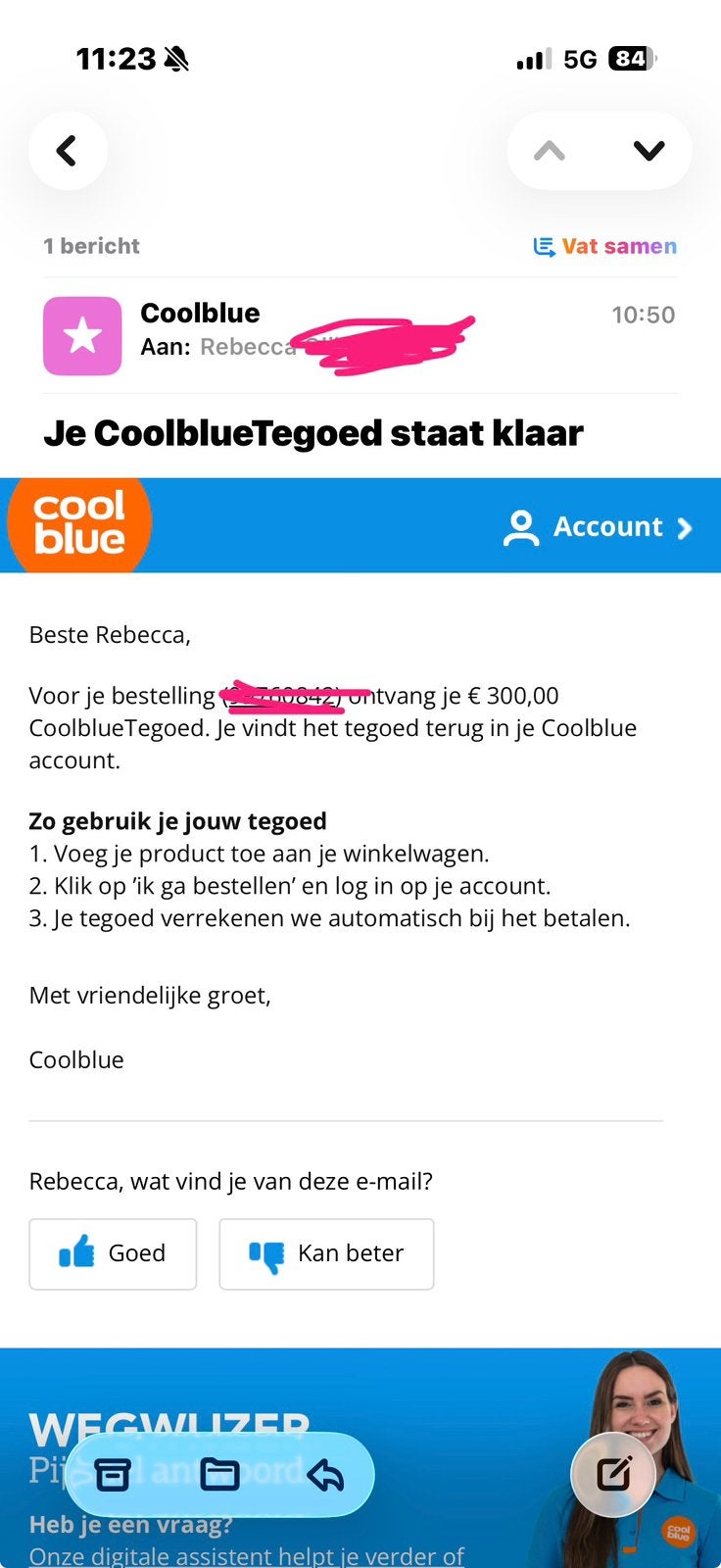 Coolblue Tegoed van € 300, Eén persoon, Cadeaubon
