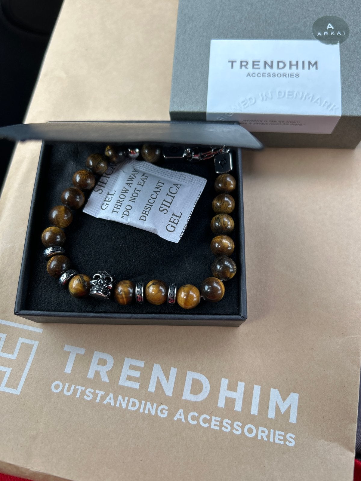 Trendhim Tijgeroog Armband met Doodshoofd, Overige materialen, Bruin, Nieuw, Ophalen of Verzenden