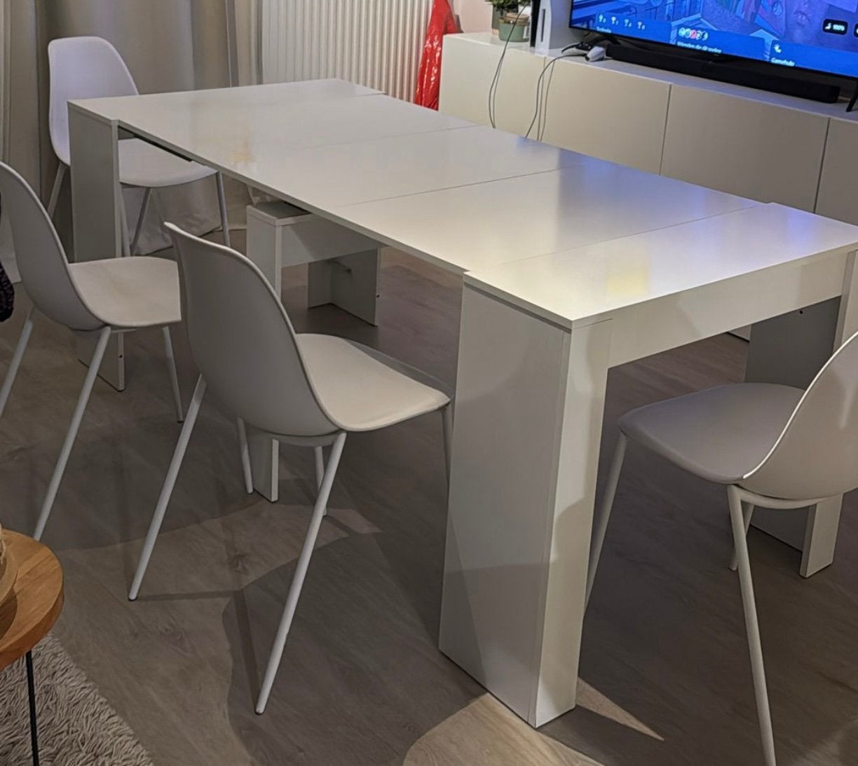 Uitschuifbare Consoletafel/ uitschuitafel/ harmonica tafel, Ophalen, Overige materialen, 50 tot 100 cm, Vijf personen of meer