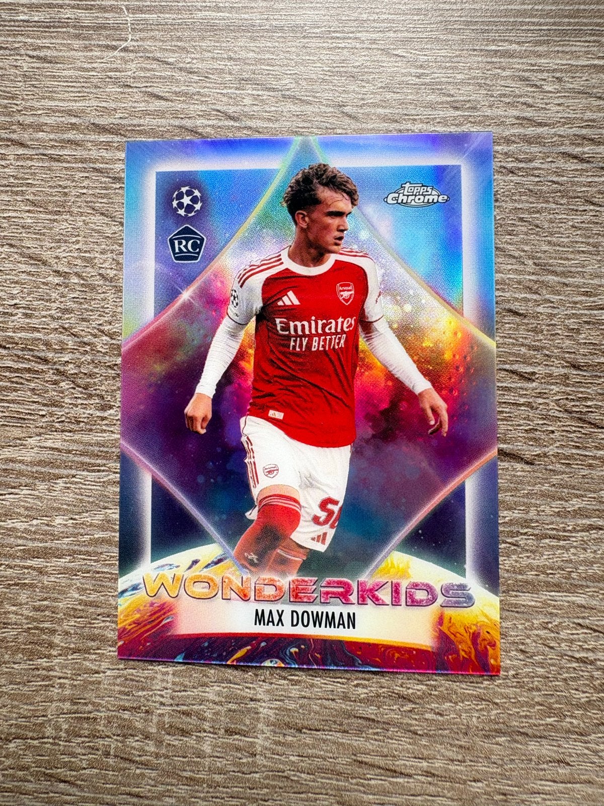 Topps Chrome Max Dowman Wonderkids RC Arsenal Spelerskaart, Ophalen of Verzenden, Zo goed als nieuw, Buitenlandse clubs, Spelerskaart