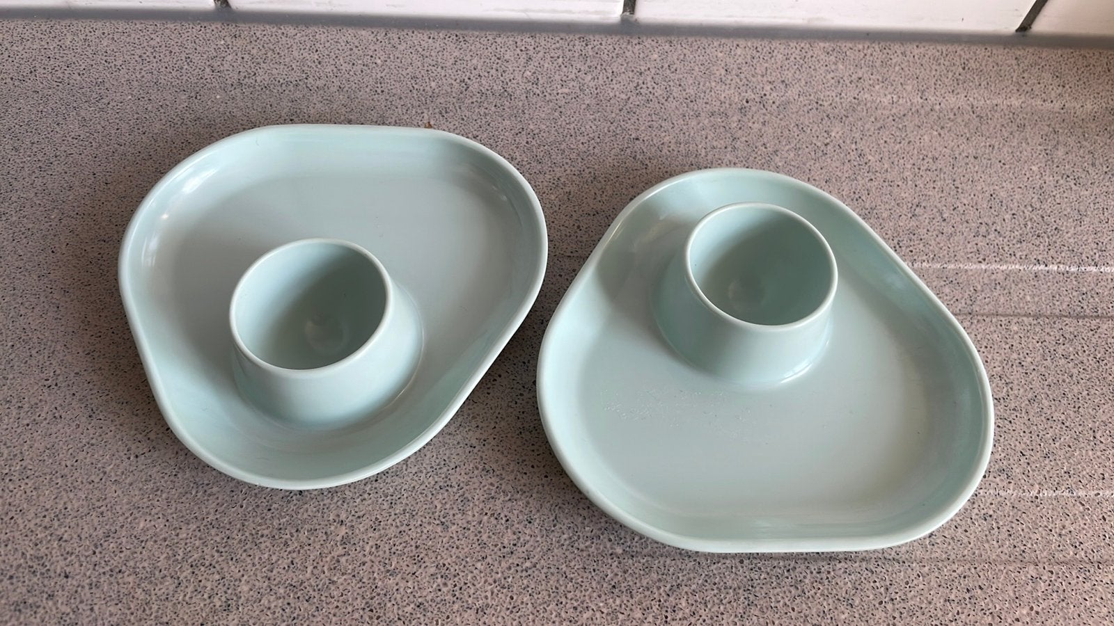 Eierdopjes lichtblauw retro melamine Ornamin, Ophalen of Verzenden