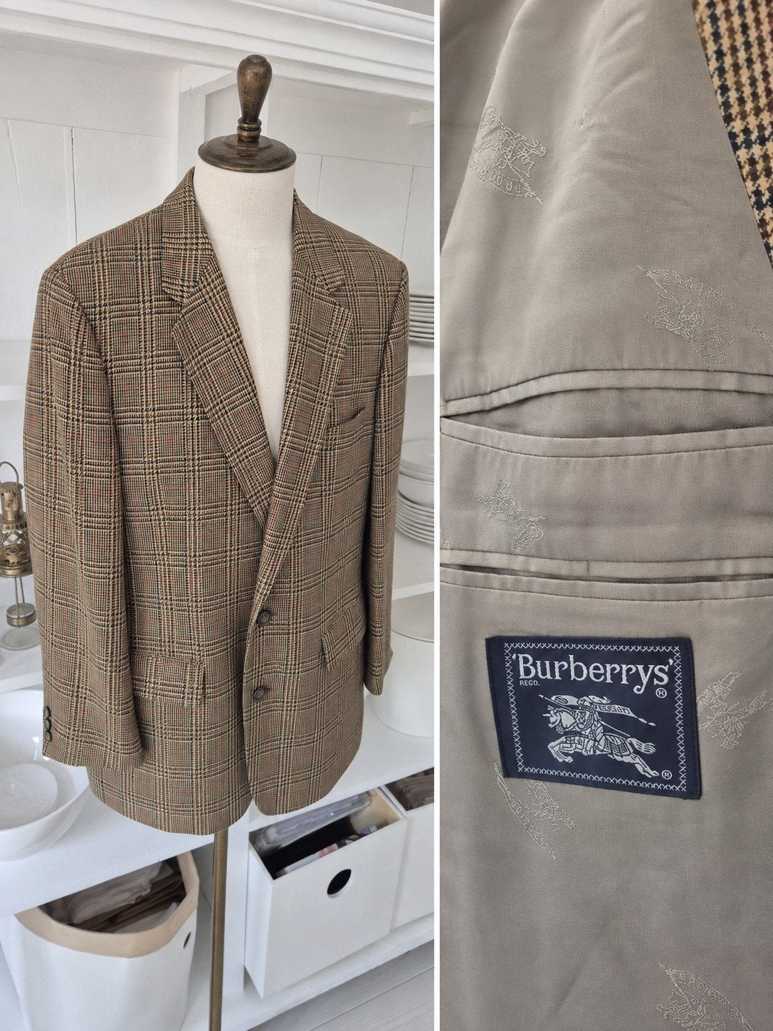 Burberry wollen Colbert - Topkwaliteit - Maat 54, Bruin, Maat 56/58 (XL), Ophalen of Verzenden, Zo goed als nieuw