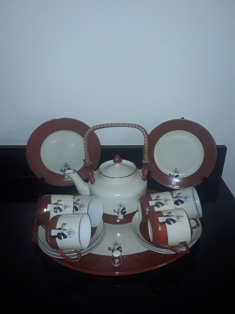 Antiek Droste servies op dienblad, Verzenden