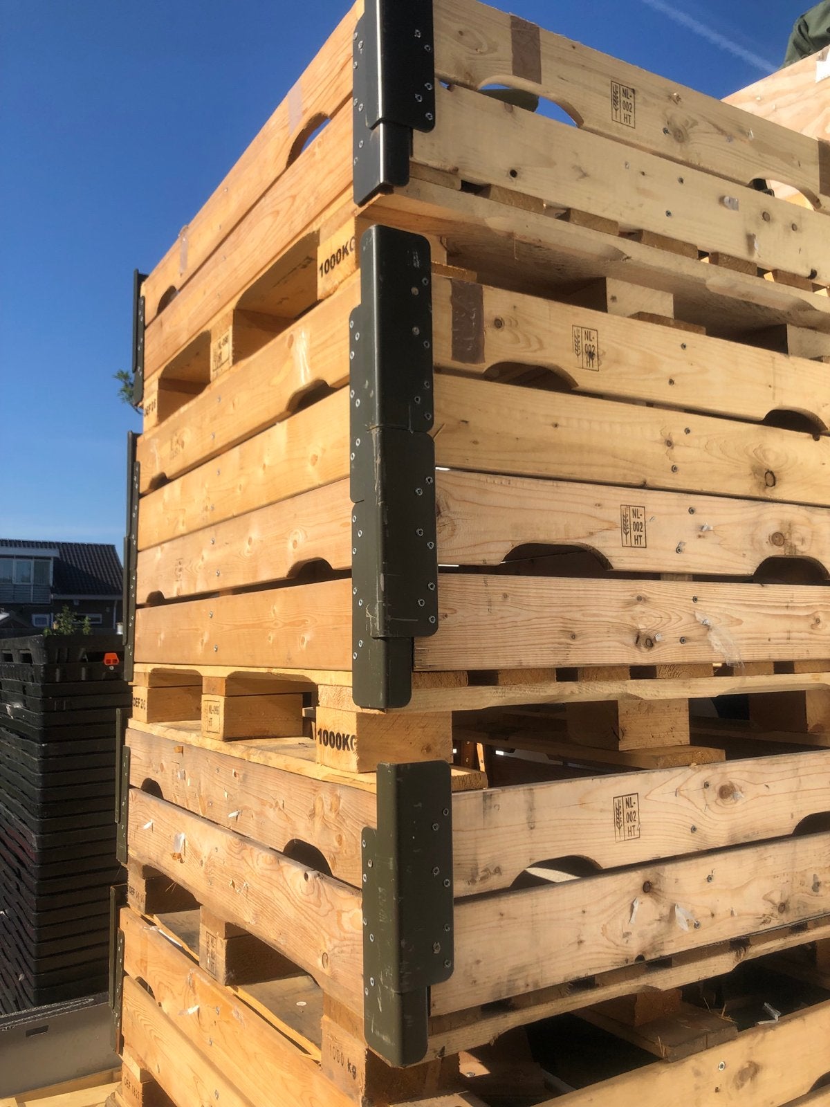 Stevige houten pallets met opzetranden, Gebruikt, Ophalen of Verzenden, 200 tot 250 cm, 50 mm of meer