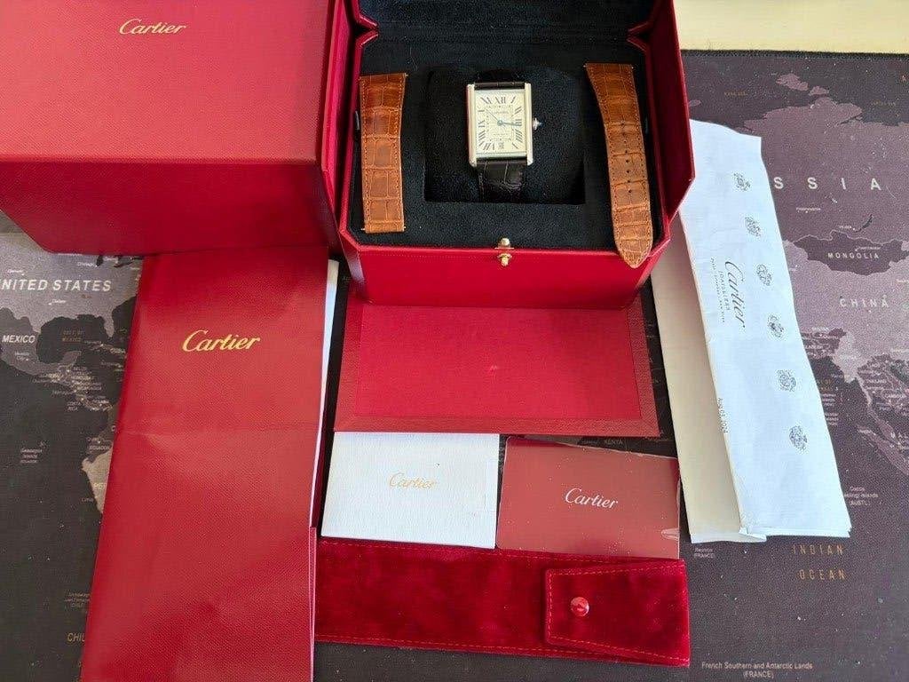 Cartier Tank Must Xl full set 2 original straps like new, Ophalen of Verzenden, Zo goed als nieuw, Leer, Overige merken
