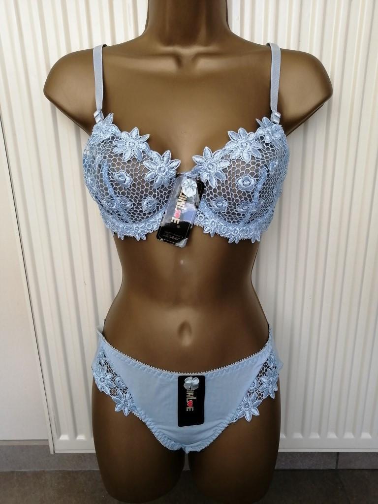 Elegante Zachtblauwe / Lichtblauwe BH met Slip voor D Cups, Ophalen of Verzenden, Blauw, Setje