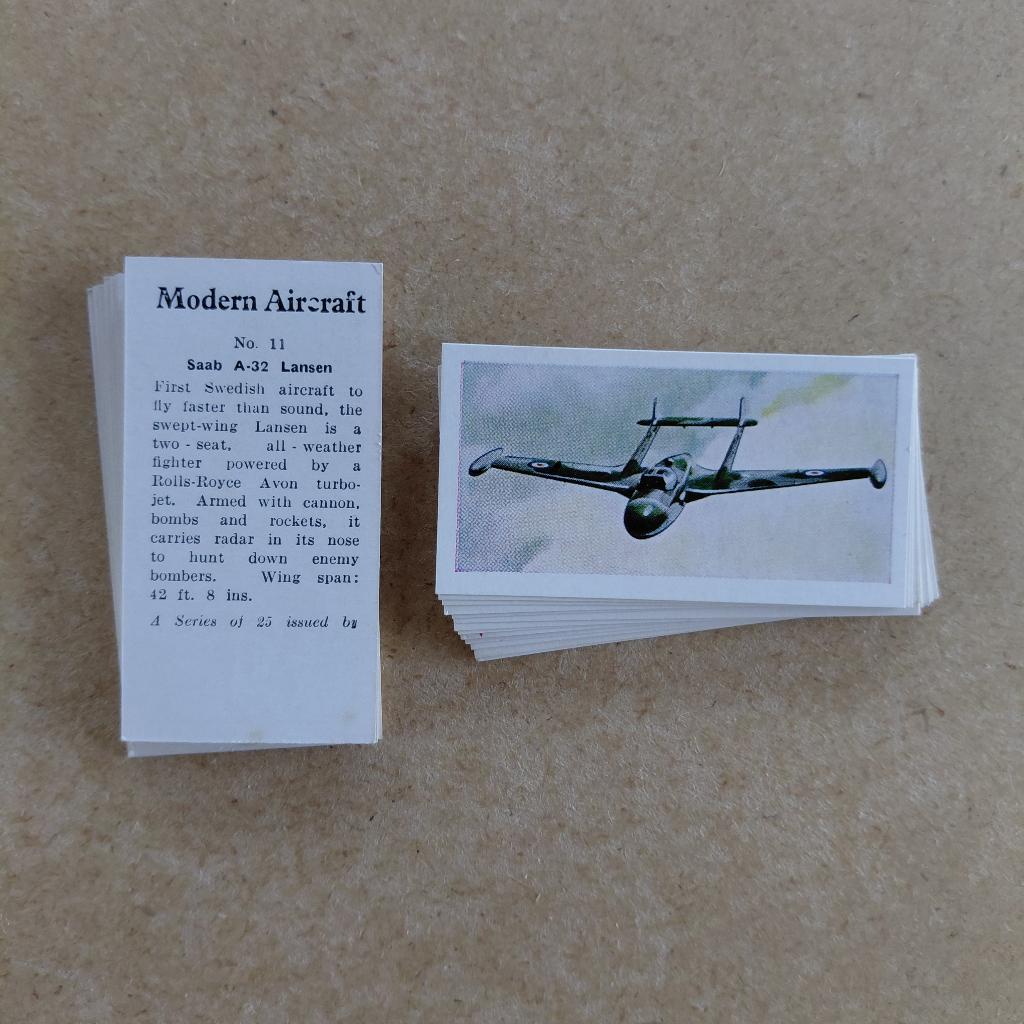 Modern Aircraft complete set 25 trade cards 1958, Ophalen, Overige typen